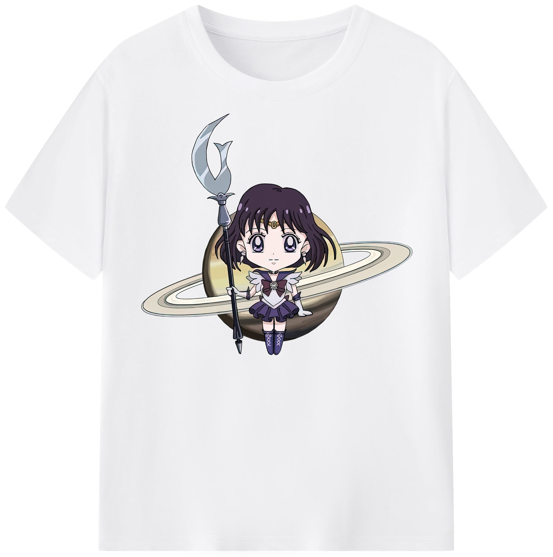 （画像用） 美少女戦士セーラームーン 土萠ほたる Sailor Moon Tomoe Hotaru （セーラーサターン；Sailor Saturn） 綿100％半袖Tシャツ（フロントプリント）