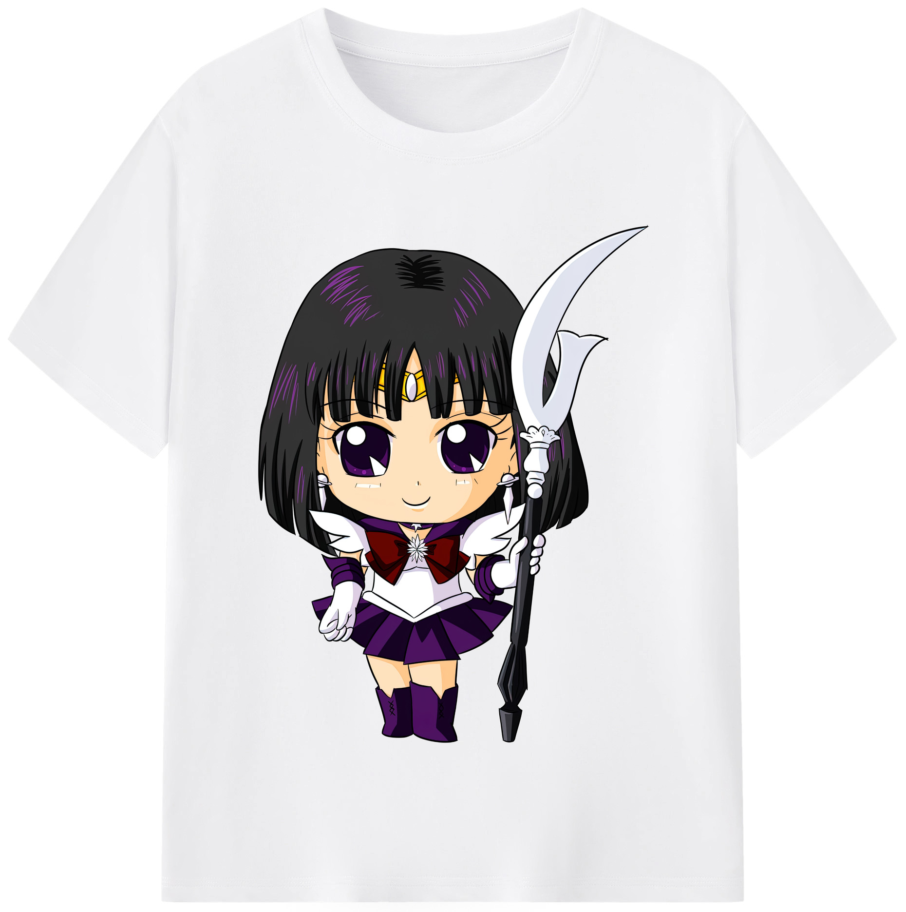 （画像用） 美少女戦士セーラームーン 土萠ほたる Sailor Moon Tomoe Hotaru （セーラーサターン；Sailor Saturn） 綿100％半袖Tシャツ（フロントプリント）