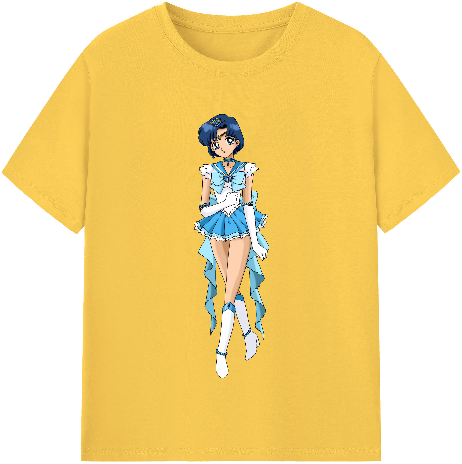 （画像用） 美少女戦士セーラームーン 水野 亜美 みずの あみ Sailor Moon Mizuno Ami 綿100％半袖Tシャツ（フロントプリント）