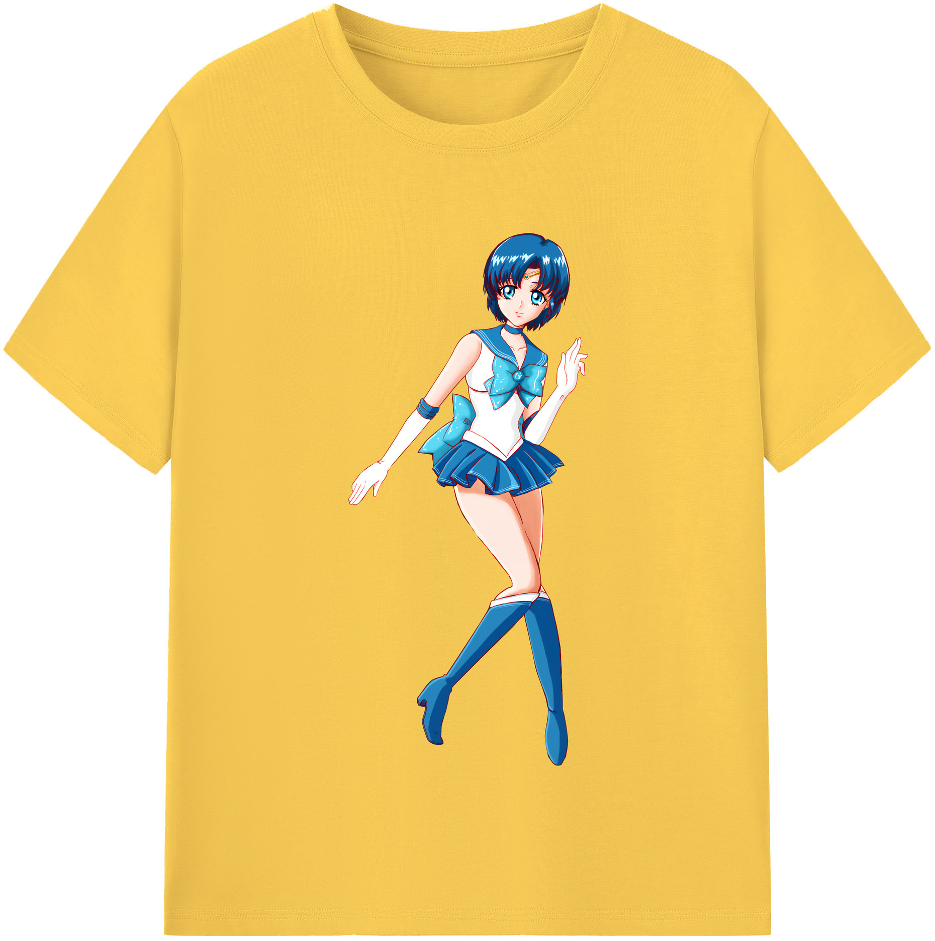 （画像用） 美少女戦士セーラームーン 水野 亜美 みずの あみ Sailor Moon Mizuno Ami 綿100％半袖Tシャツ（フロントプリント）