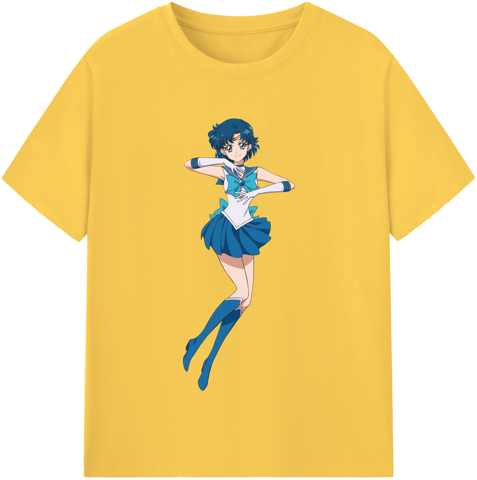 （画像用） 美少女戦士セーラームーン 水野 亜美 みずの あみ Sailor Moon Mizuno Ami 綿100％半袖Tシャツ（フロントプリント）