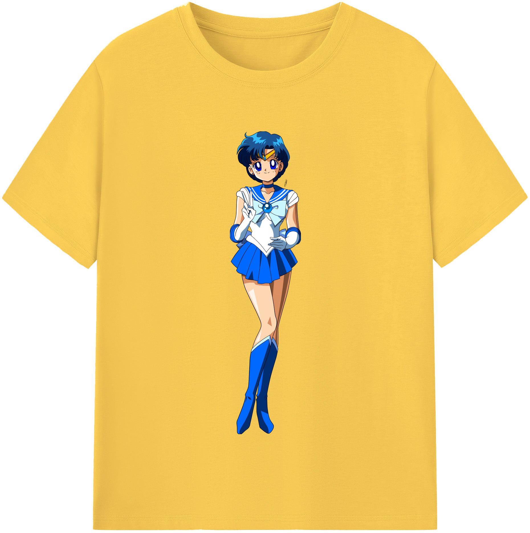 （画像用） 美少女戦士セーラームーン 水野 亜美 みずの あみ Sailor Moon Mizuno Ami 綿100％半袖Tシャツ（フロントプリント）