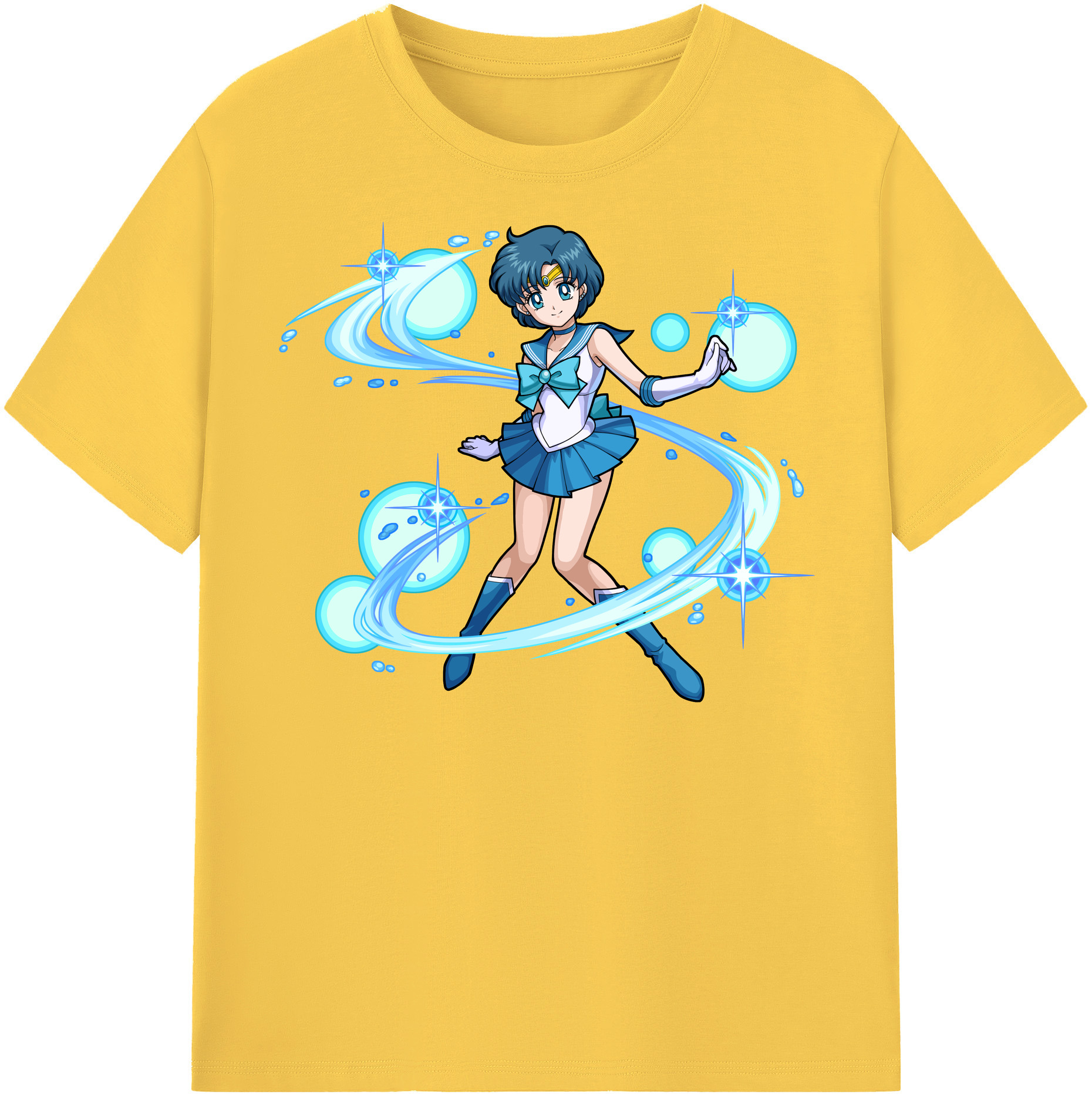 （画像用） 美少女戦士セーラームーン 水野 亜美 みずの あみ Sailor Moon Mizuno Ami 綿100％半袖Tシャツ（フロントプリント）