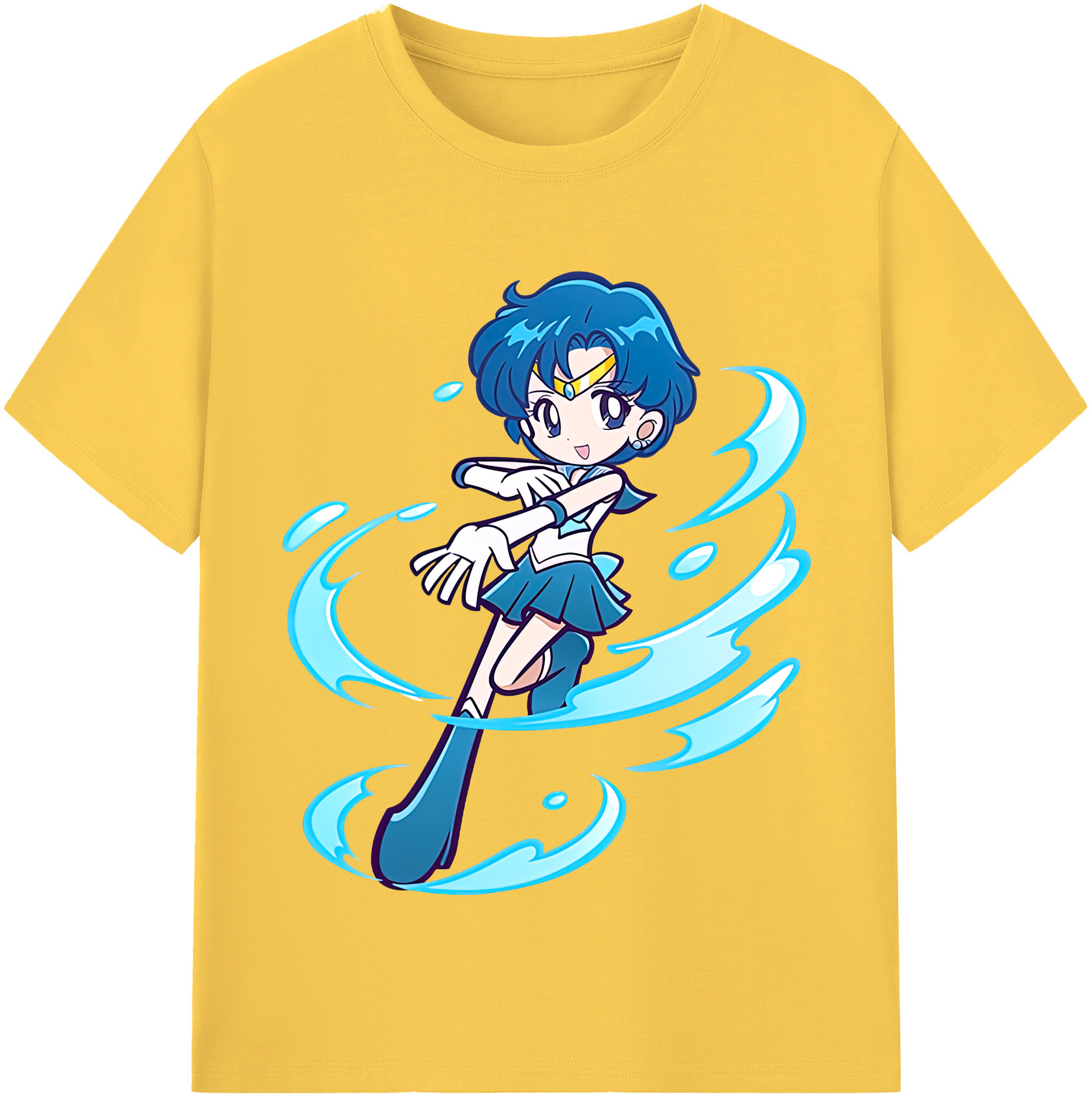 （画像用） 美少女戦士セーラームーン 水野 亜美 みずの あみ Sailor Moon Mizuno Ami 綿100％半袖Tシャツ（フロントプリント）