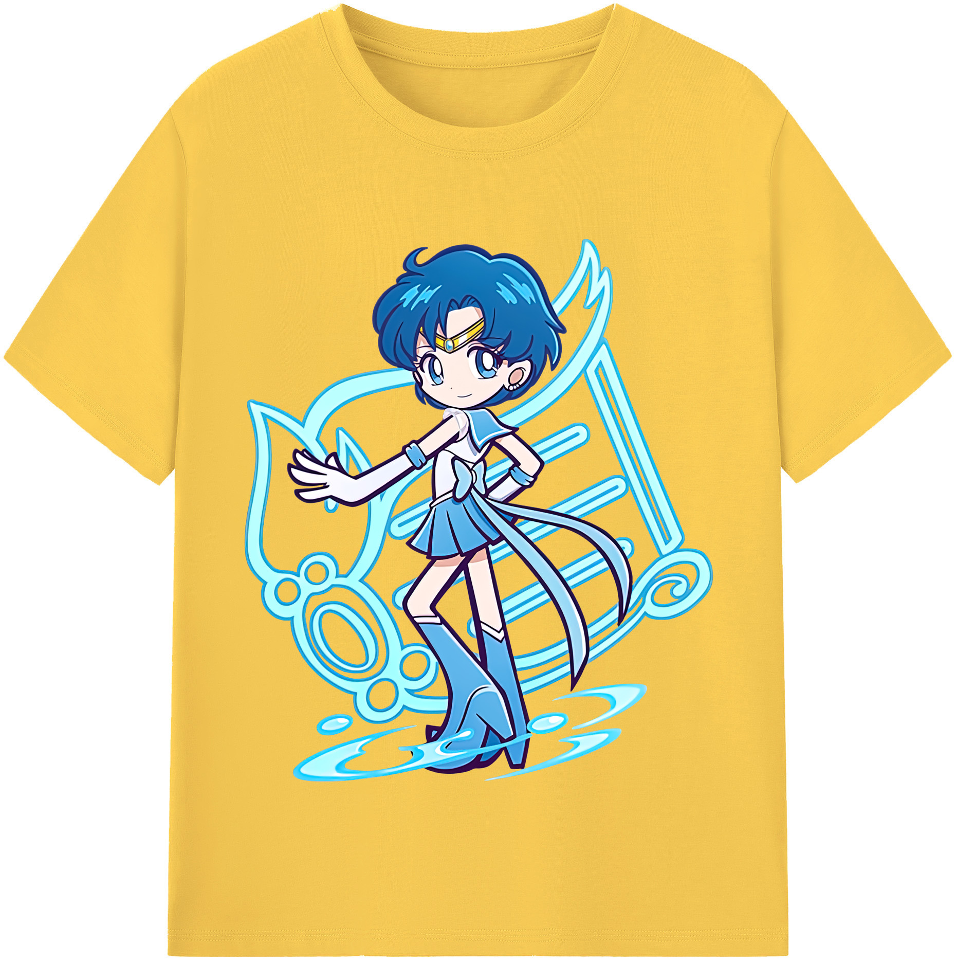 （画像用） 美少女戦士セーラームーン 水野 亜美 みずの あみ Sailor Moon Mizuno Ami 綿100％半袖Tシャツ（フロントプリント）
