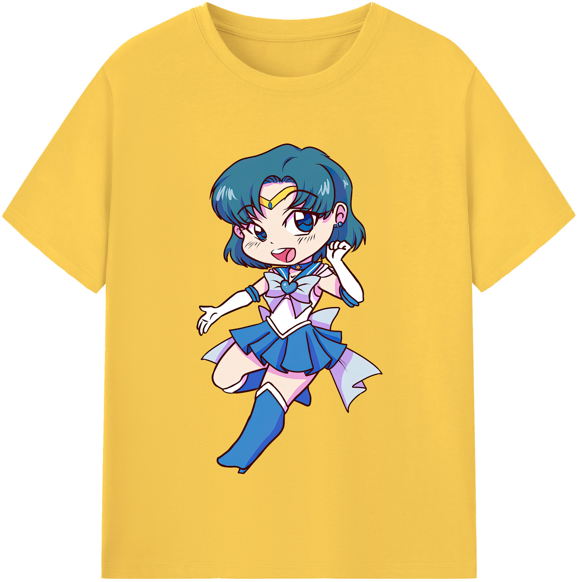 （画像用） 美少女戦士セーラームーン 水野 亜美 みずの あみ Sailor Moon Mizuno Ami 綿100％半袖Tシャツ（フロントプリント）