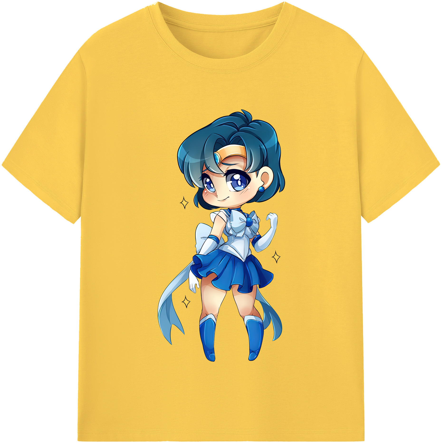 （画像用） 美少女戦士セーラームーン 水野 亜美 みずの あみ Sailor Moon Mizuno Ami 綿100％半袖Tシャツ（フロントプリント）