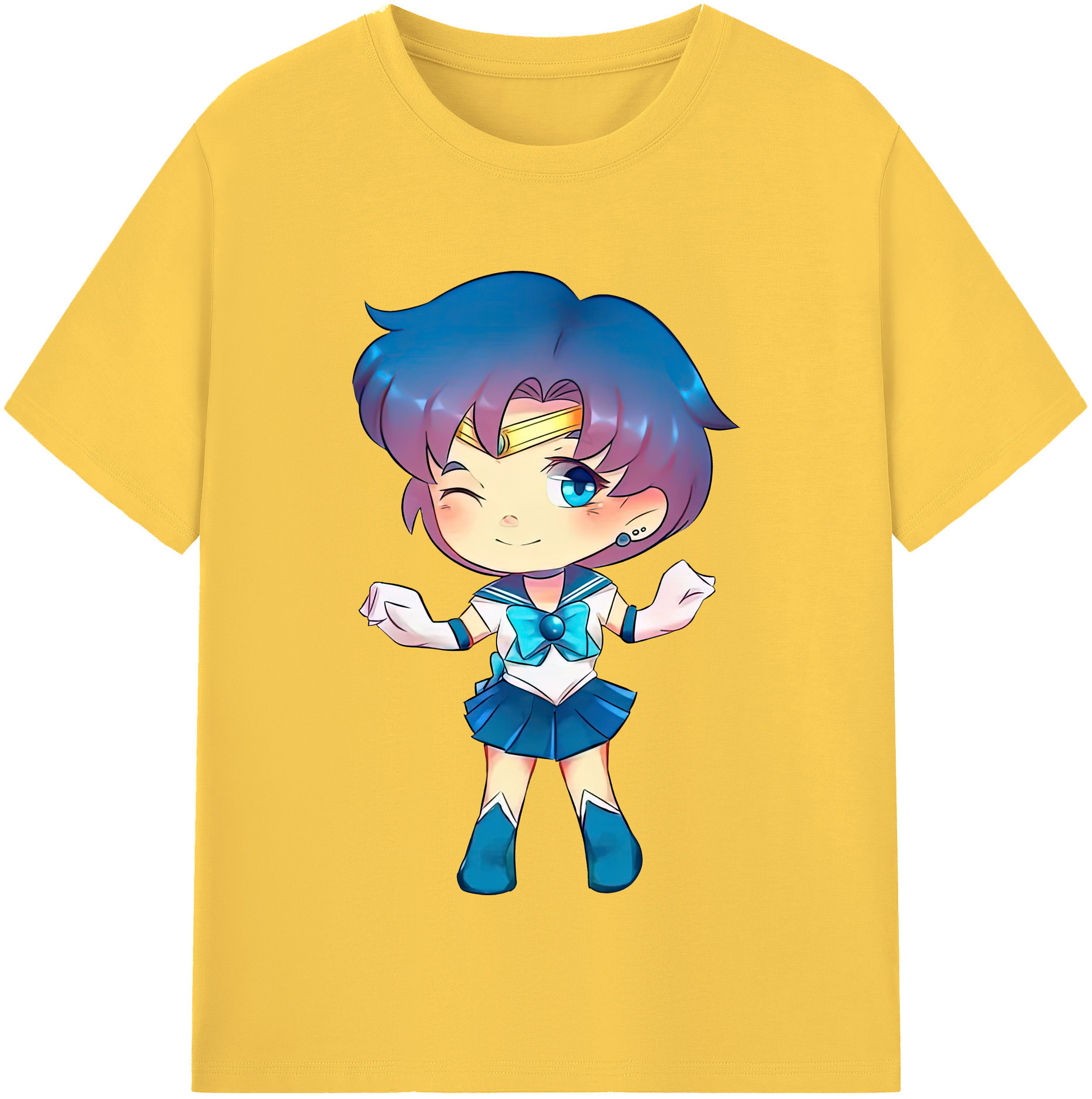 （画像用） 美少女戦士セーラームーン 水野 亜美 みずの あみ Sailor Moon Mizuno Ami 綿100％半袖Tシャツ（フロントプリント）