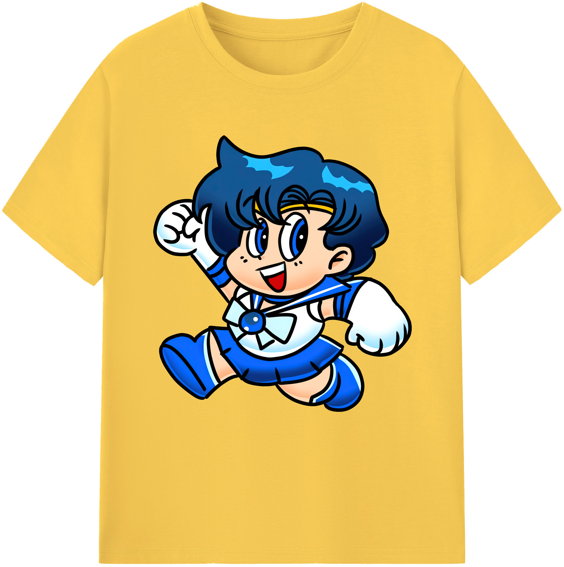 （画像用） 美少女戦士セーラームーン 水野 亜美 みずの あみ Sailor Moon Mizuno Ami 綿100％半袖Tシャツ（フロントプリント）