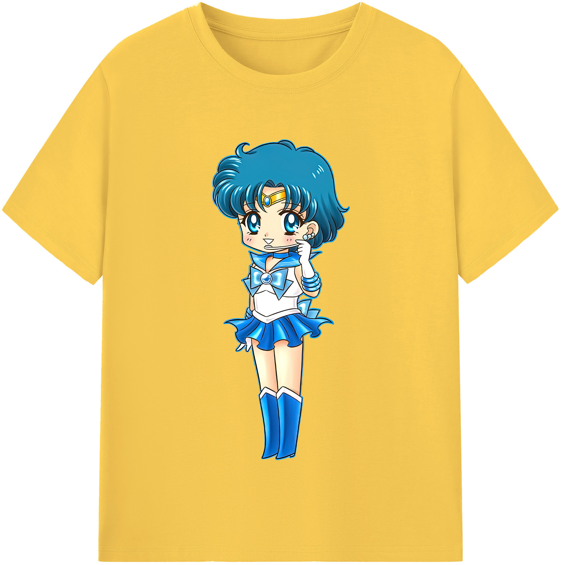 （画像用） 美少女戦士セーラームーン 水野 亜美 みずの あみ Sailor Moon Mizuno Ami 綿100％半袖Tシャツ（フロントプリント）