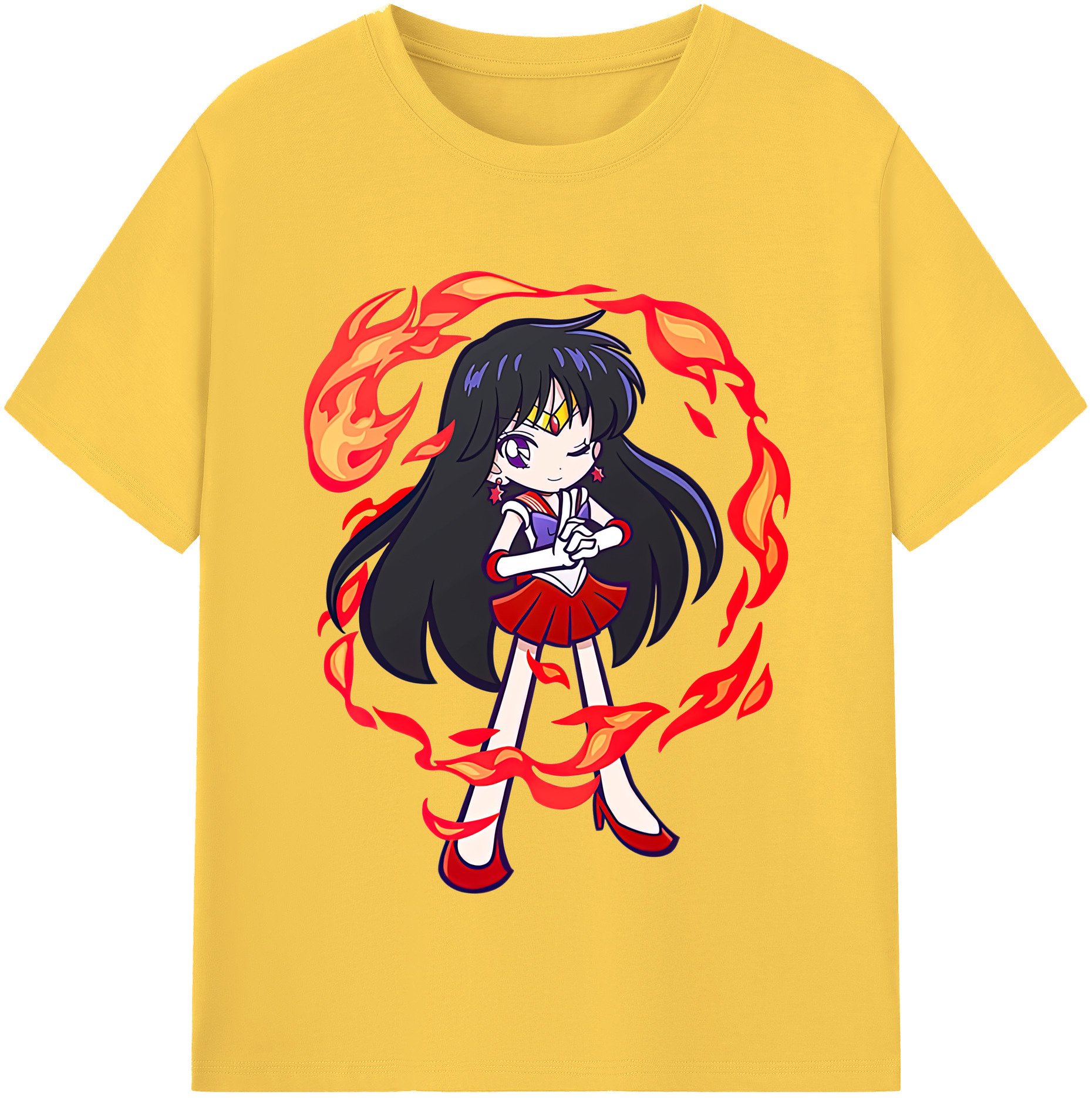（画像用） 美少女戦士セーラームーン 火野レイ ひの レイ Sailor Moon Hino Rei （セーラーマーズ,Sailor Mars） 綿100％半袖Tシャツ（フロントプリント）