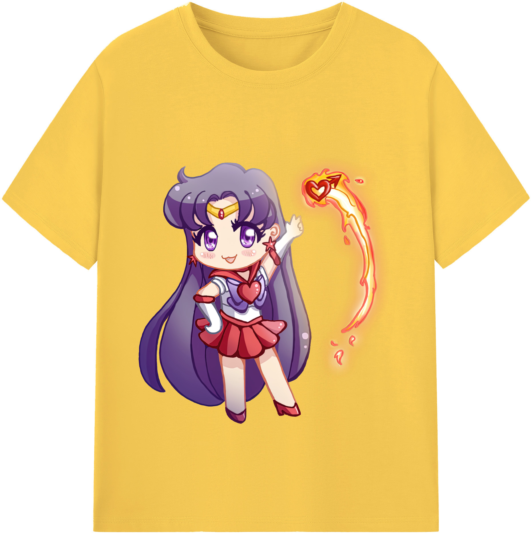 （画像用） 美少女戦士セーラームーン 火野レイ ひの レイ Sailor Moon Hino Rei （セーラーマーズ,Sailor Mars） 綿100％半袖Tシャツ（フロントプリント）