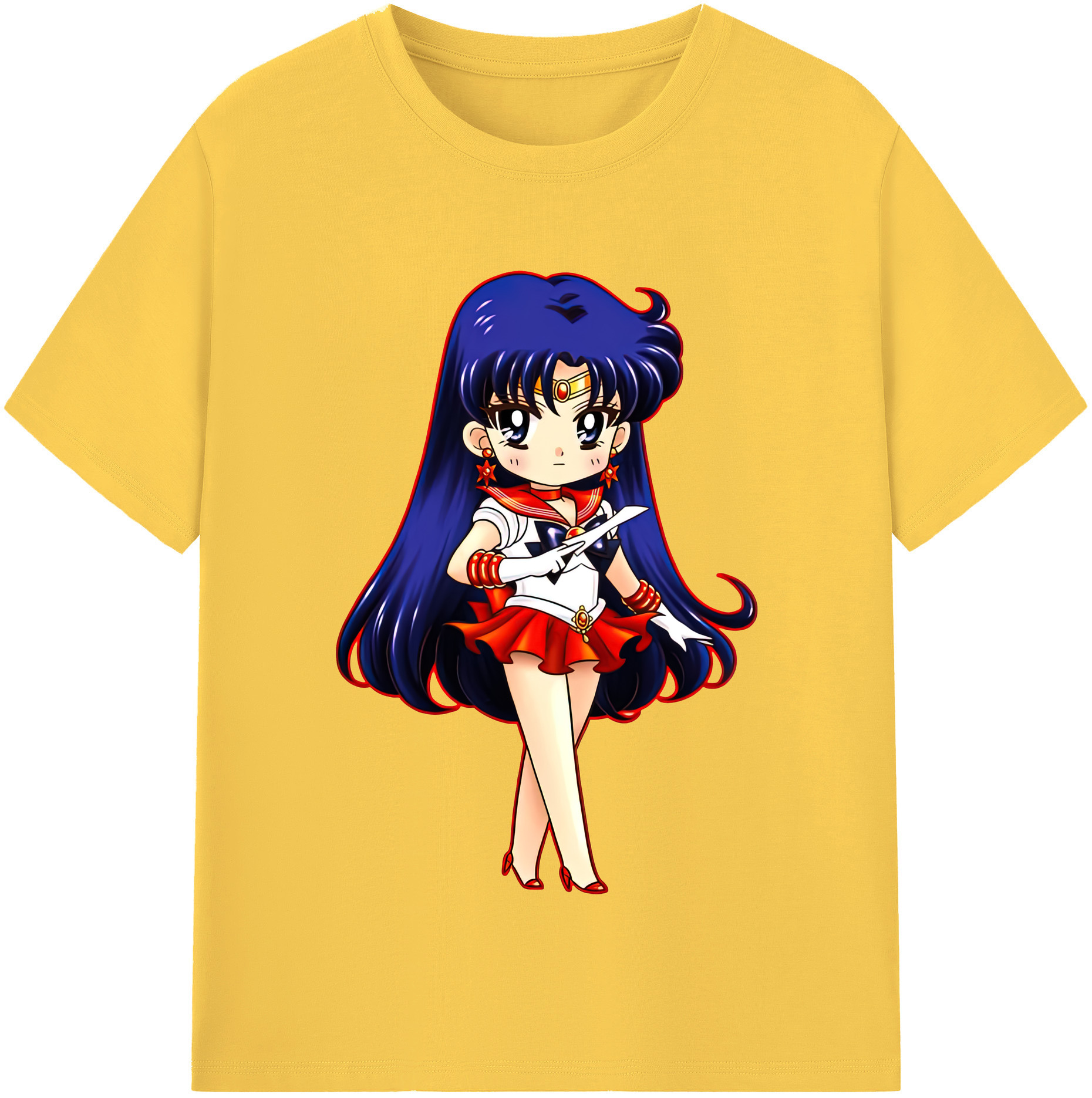 （画像用） 美少女戦士セーラームーン 火野レイ ひの レイ Sailor Moon Hino Rei （セーラーマーズ,Sailor Mars） 綿100％半袖Tシャツ（フロントプリント）