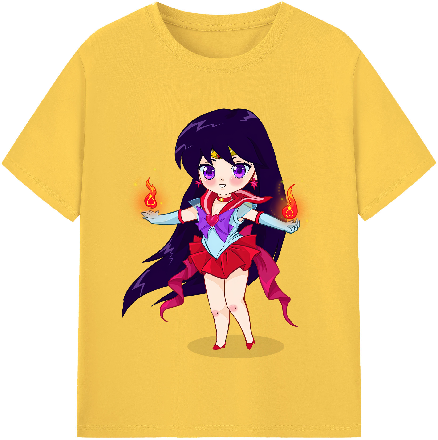 （画像用） 美少女戦士セーラームーン 火野レイ ひの レイ Sailor Moon Hino Rei （セーラーマーズ,Sailor Mars） 綿100％半袖Tシャツ（フロントプリント）