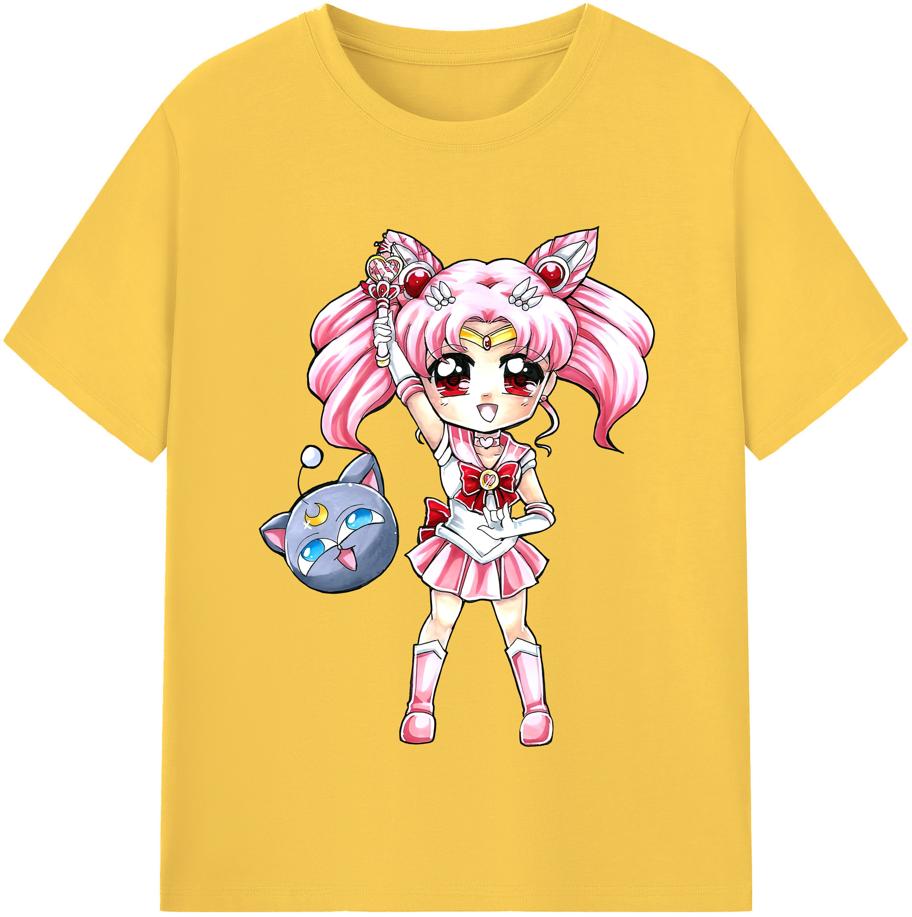 （画像用） 美少女戦士セーラームーン ちびうさ Sailor Moon Chibiusa Tsukino Usagi Small Lady Serenity 綿100％半袖Tシャツ（フロントプリント）