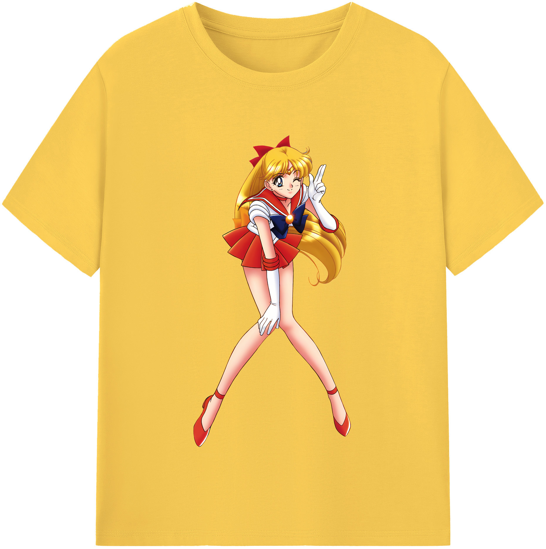 （画像用） 美少女戦士セーラームーン 愛野 美奈子 あいの みなこ Sailor Moon Aino Minako 綿100％半袖Tシャツ（フロントプリント）