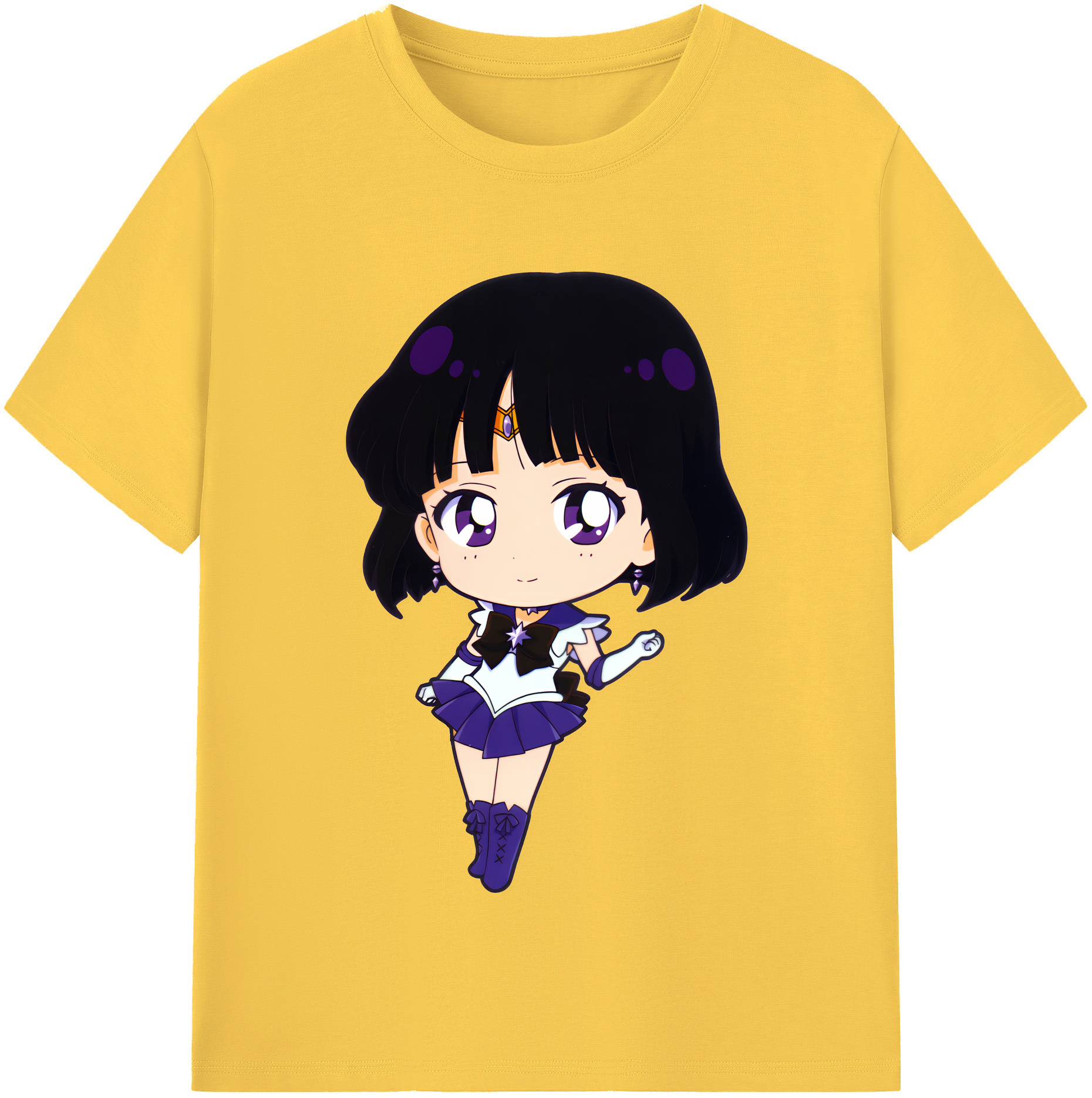 （画像用） 美少女戦士セーラームーン 土萠ほたる Sailor Moon Tomoe Hotaru （セーラーサターン；Sailor Saturn） 綿100％半袖Tシャツ（フロントプリント）