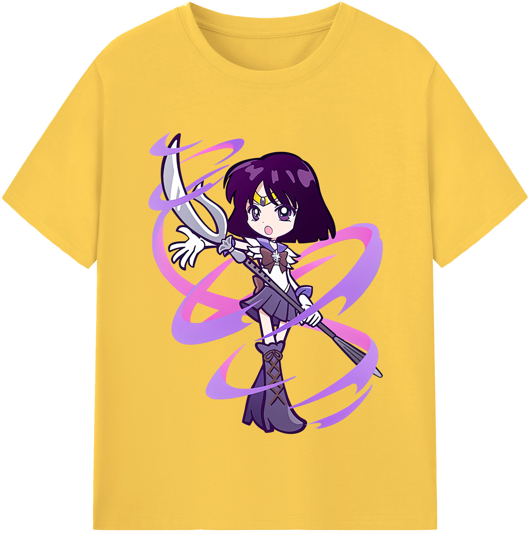 （画像用） 美少女戦士セーラームーン 土萠ほたる Sailor Moon Tomoe Hotaru （セーラーサターン；Sailor Saturn） 綿100％半袖Tシャツ（フロントプリント）