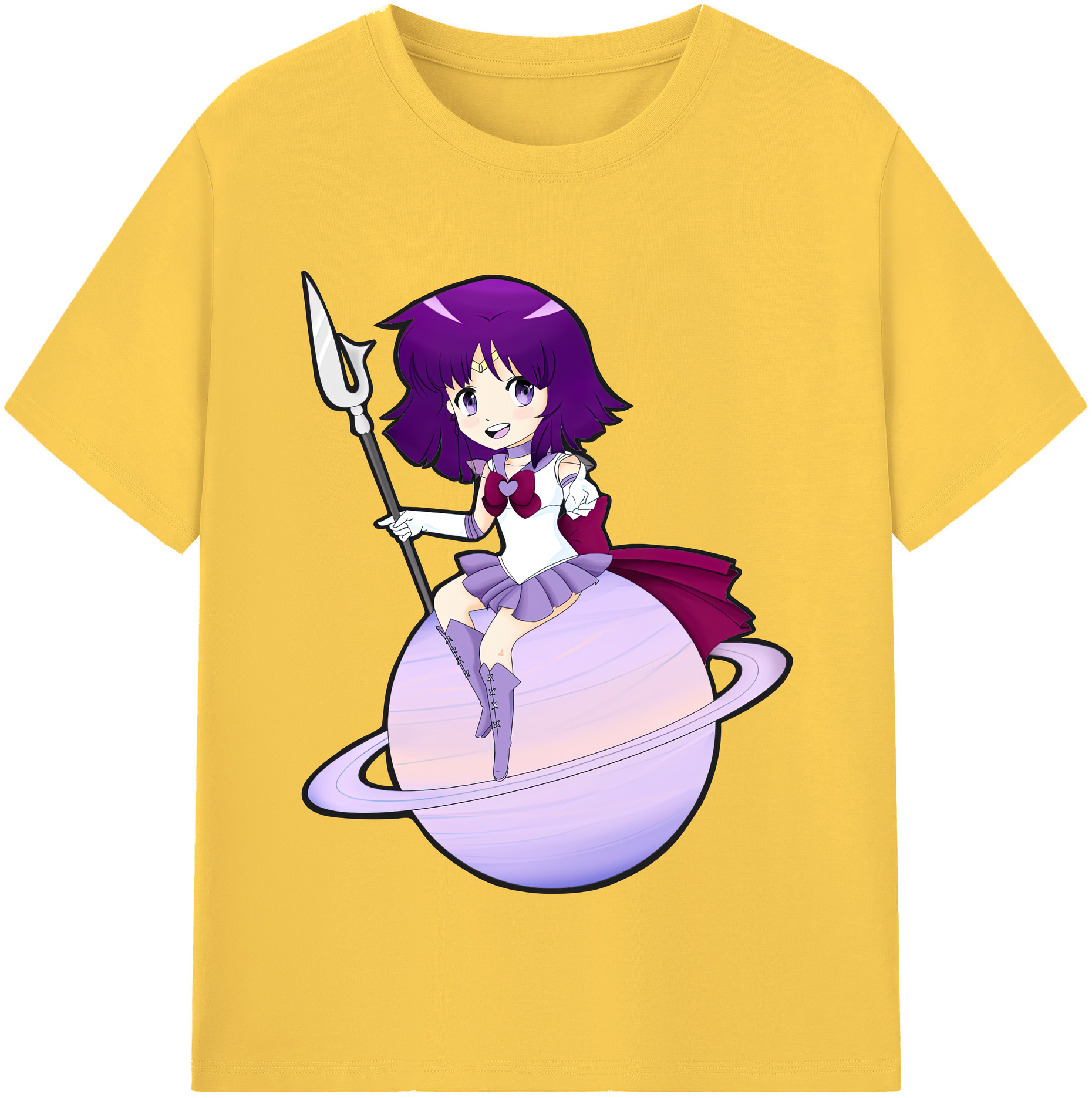 （画像用） 美少女戦士セーラームーン 土萠ほたる Sailor Moon Tomoe Hotaru （セーラーサターン；Sailor Saturn） 綿100％半袖Tシャツ（フロントプリント）