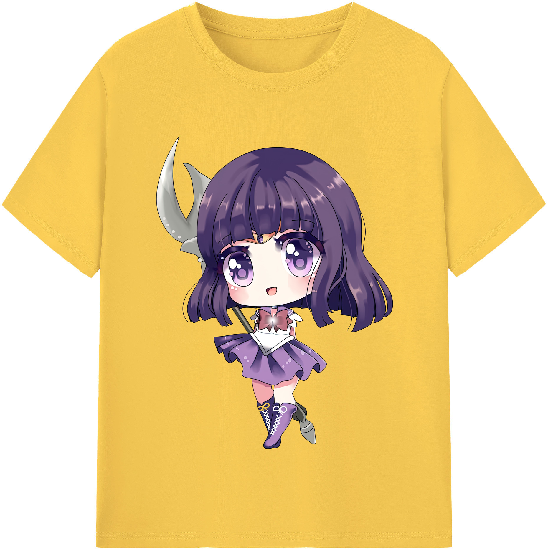 （画像用） 美少女戦士セーラームーン 土萠ほたる Sailor Moon Tomoe Hotaru （セーラーサターン；Sailor Saturn） 綿100％半袖Tシャツ（フロントプリント）