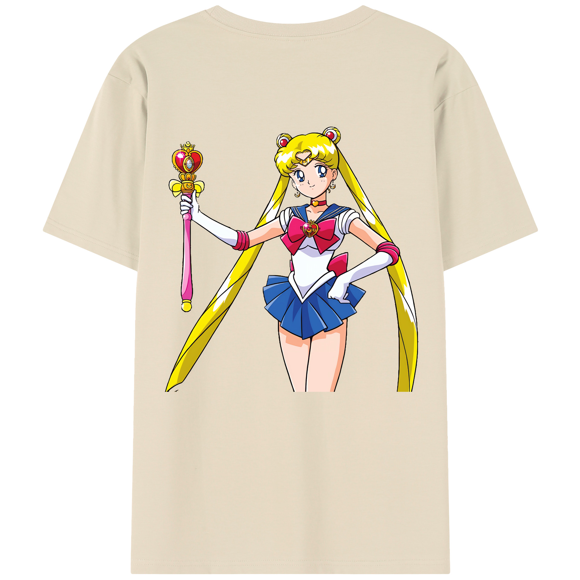 （画像用） 美少女戦士セーラームーン 月野 うさぎ つきの うさぎ Sailor Moon Tsukino Usagi 綿100％半袖Tシャツ（背面プリント）