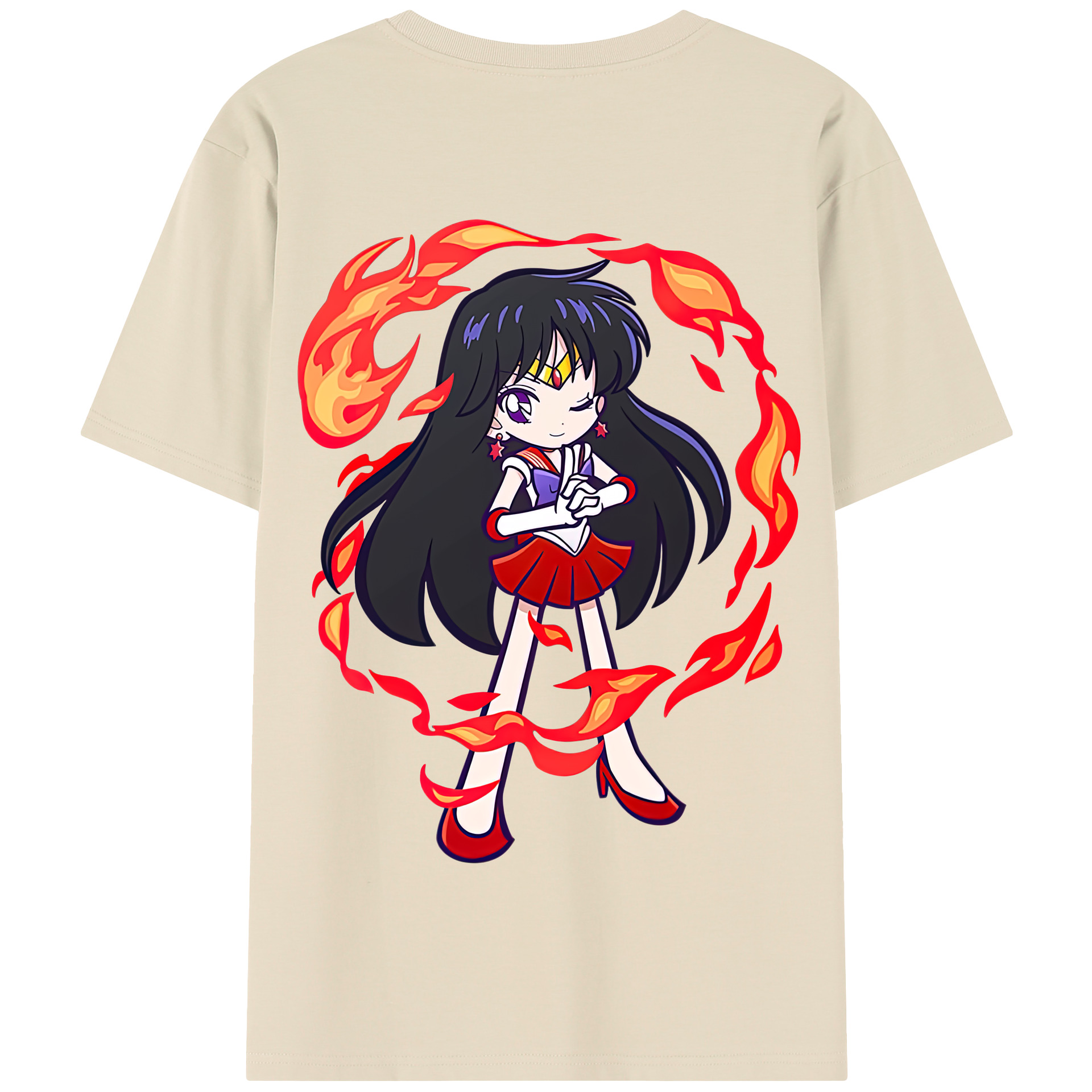（画像用） 美少女戦士セーラームーン 火野レイ ひの レイ Sailor Moon Hino Rei （セーラーマーズ,Sailor Mars） 綿100％半袖Tシャツ（背面プリント）