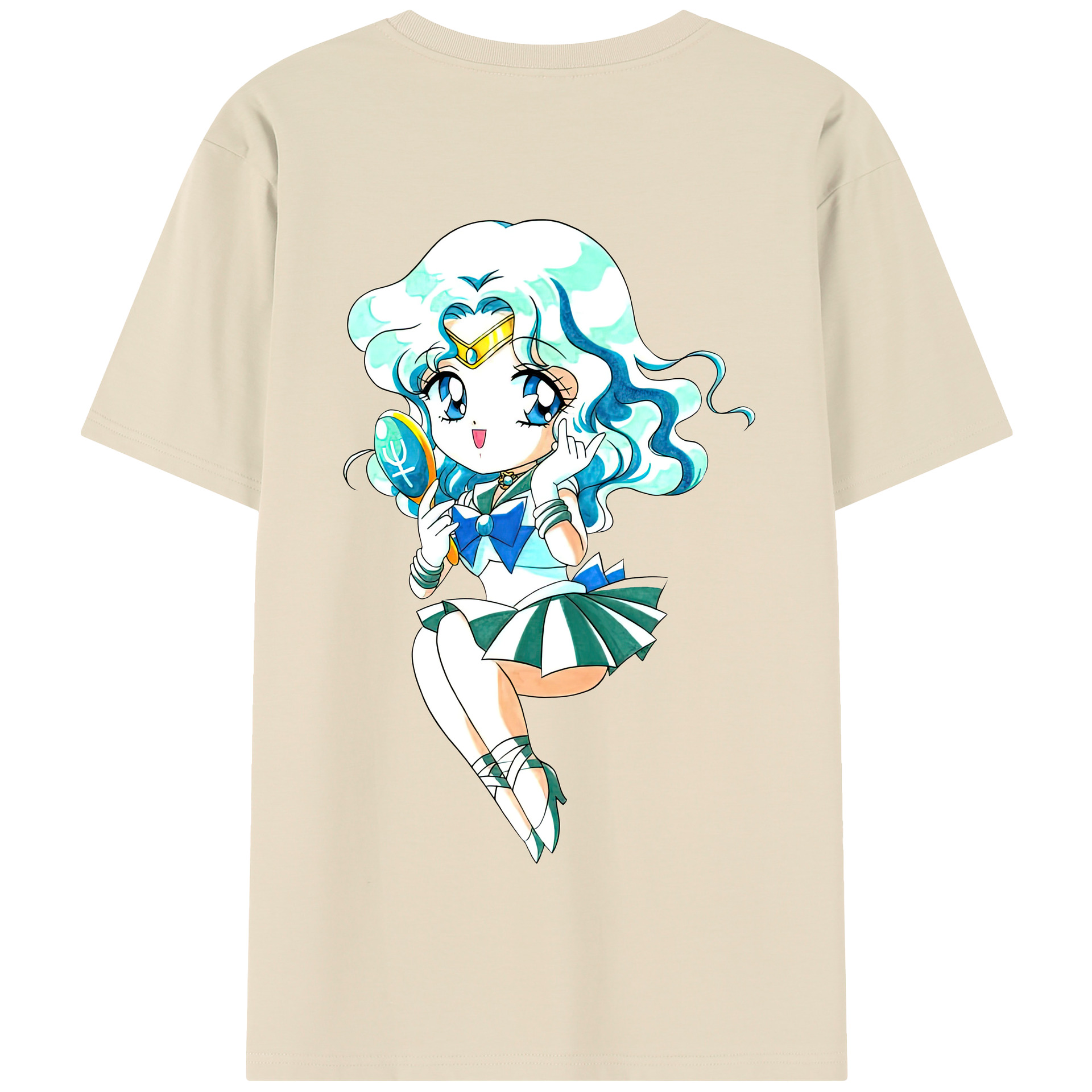 （画像用） 美少女戦士セーラームーン 海王 みちる（かいおう みちる） Sailor Moon Kaiou Michiru 綿100％半袖Tシャツ（背面プリント）
