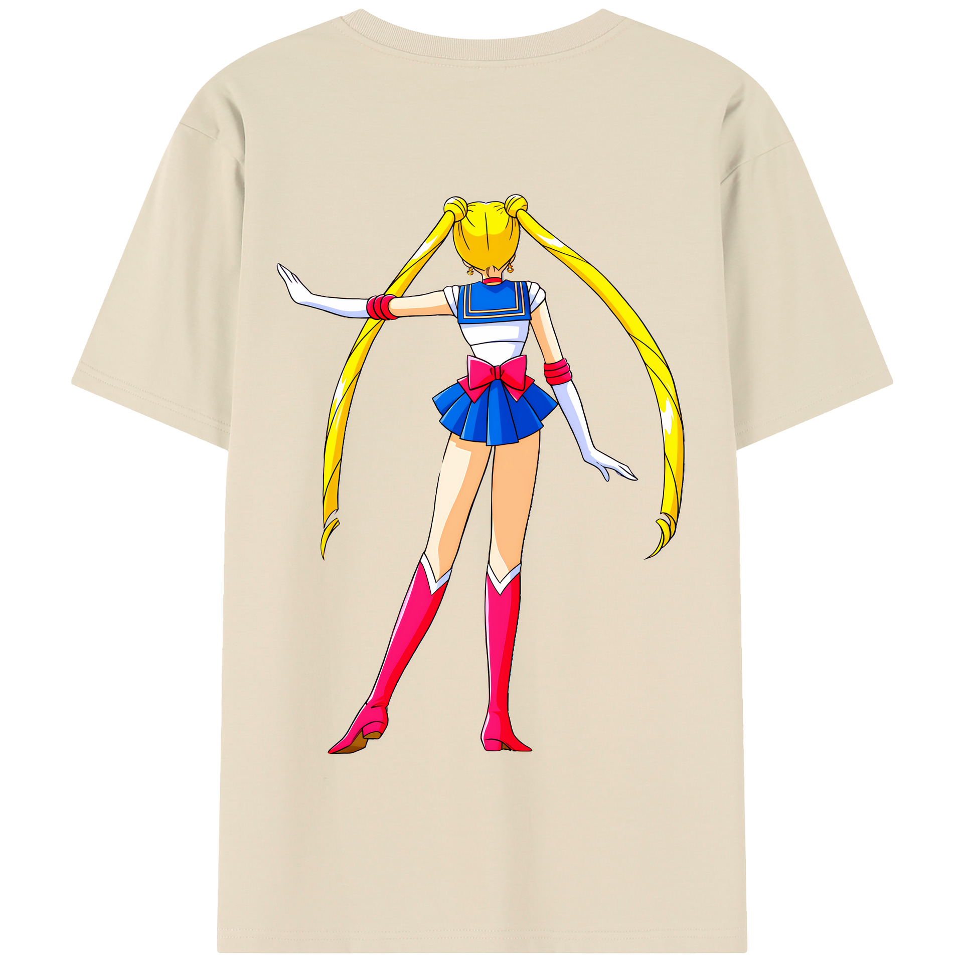 （画像用） 美少女戦士セーラームーン 月野 うさぎ つきの うさぎ Sailor Moon Tsukino Usagi 綿100％半袖Tシャツ（背面プリント）