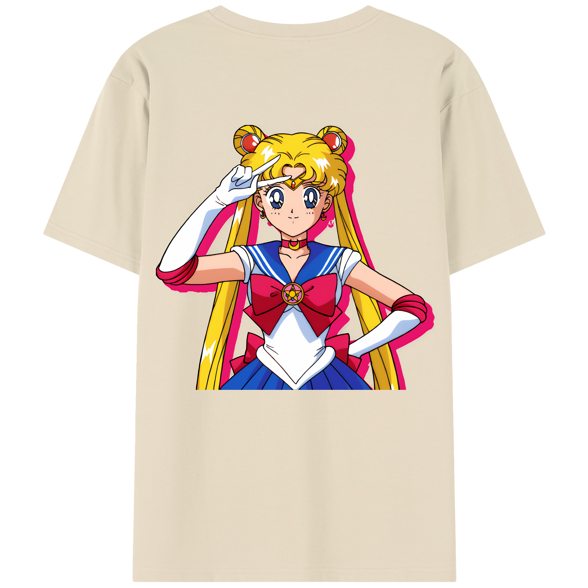 （画像用） 美少女戦士セーラームーン 月野 うさぎ つきの うさぎ Sailor Moon Tsukino Usagi 綿100％半袖Tシャツ（背面プリント）