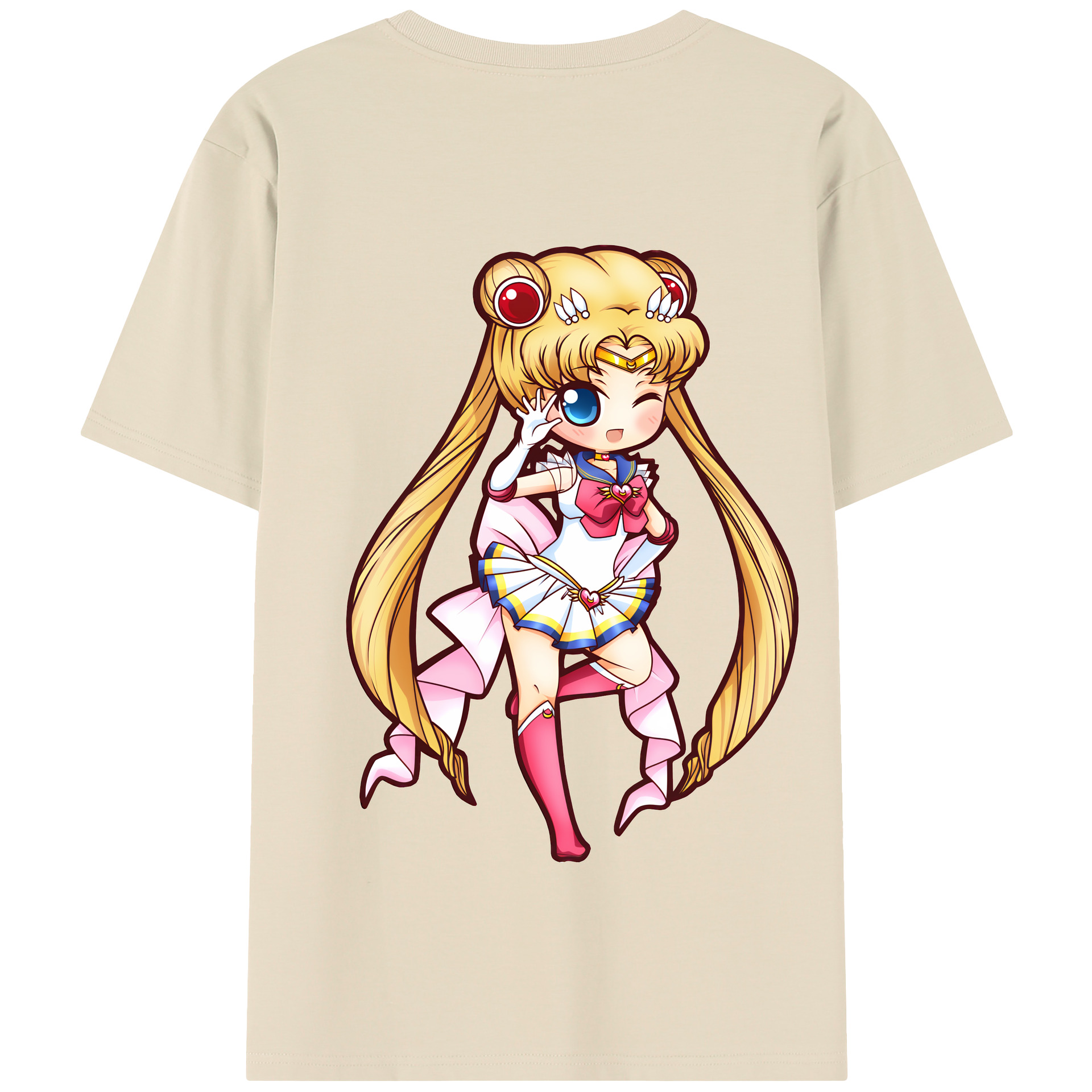 （画像用） 美少女戦士セーラームーン 月野 うさぎ つきの うさぎ Sailor Moon Tsukino Usagi 綿100％半袖Tシャツ（背面プリント）
