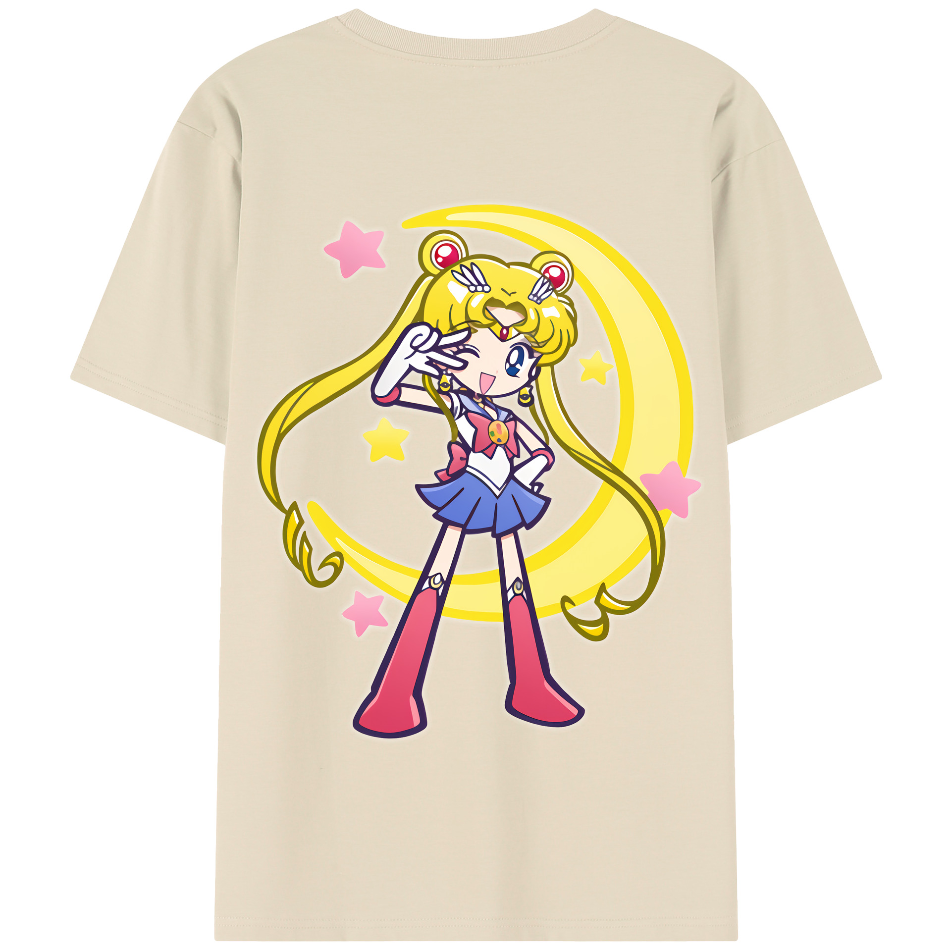 （画像用） 美少女戦士セーラームーン 月野 うさぎ つきの うさぎ Sailor Moon Tsukino Usagi 綿100％半袖Tシャツ（背面プリント）