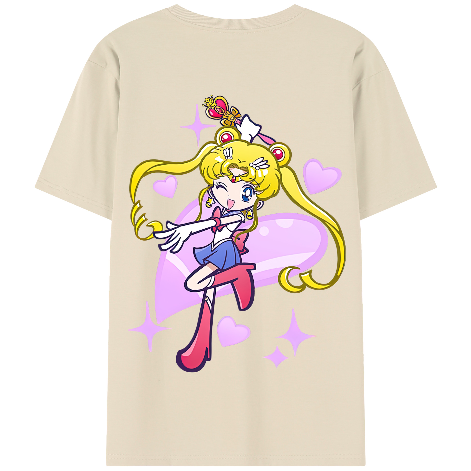 （画像用） 美少女戦士セーラームーン 月野 うさぎ つきの うさぎ Sailor Moon Tsukino Usagi 綿100％半袖Tシャツ（背面プリント）