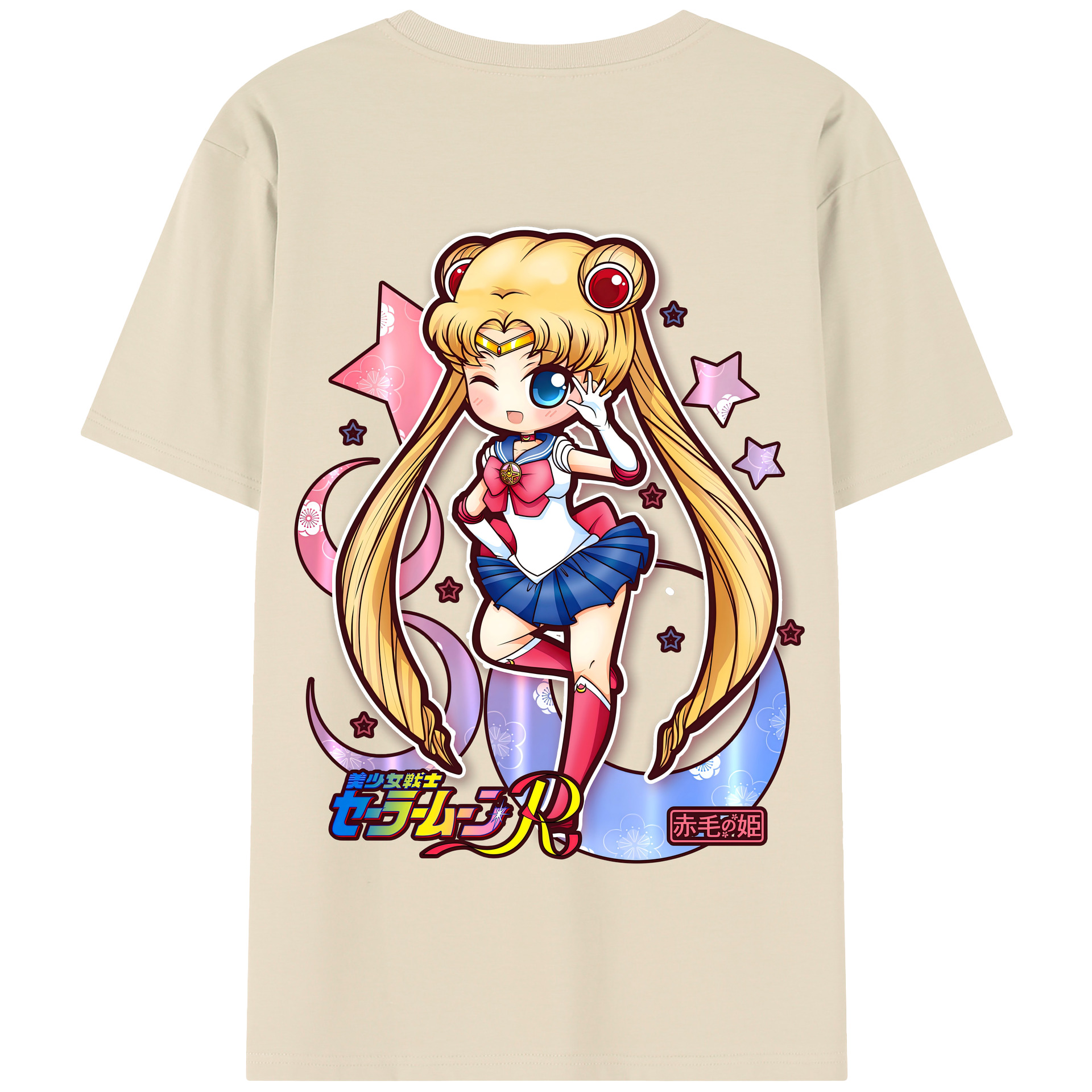 （画像用） 美少女戦士セーラームーン 月野 うさぎ つきの うさぎ Sailor Moon Tsukino Usagi 綿100％半袖Tシャツ（背面プリント）