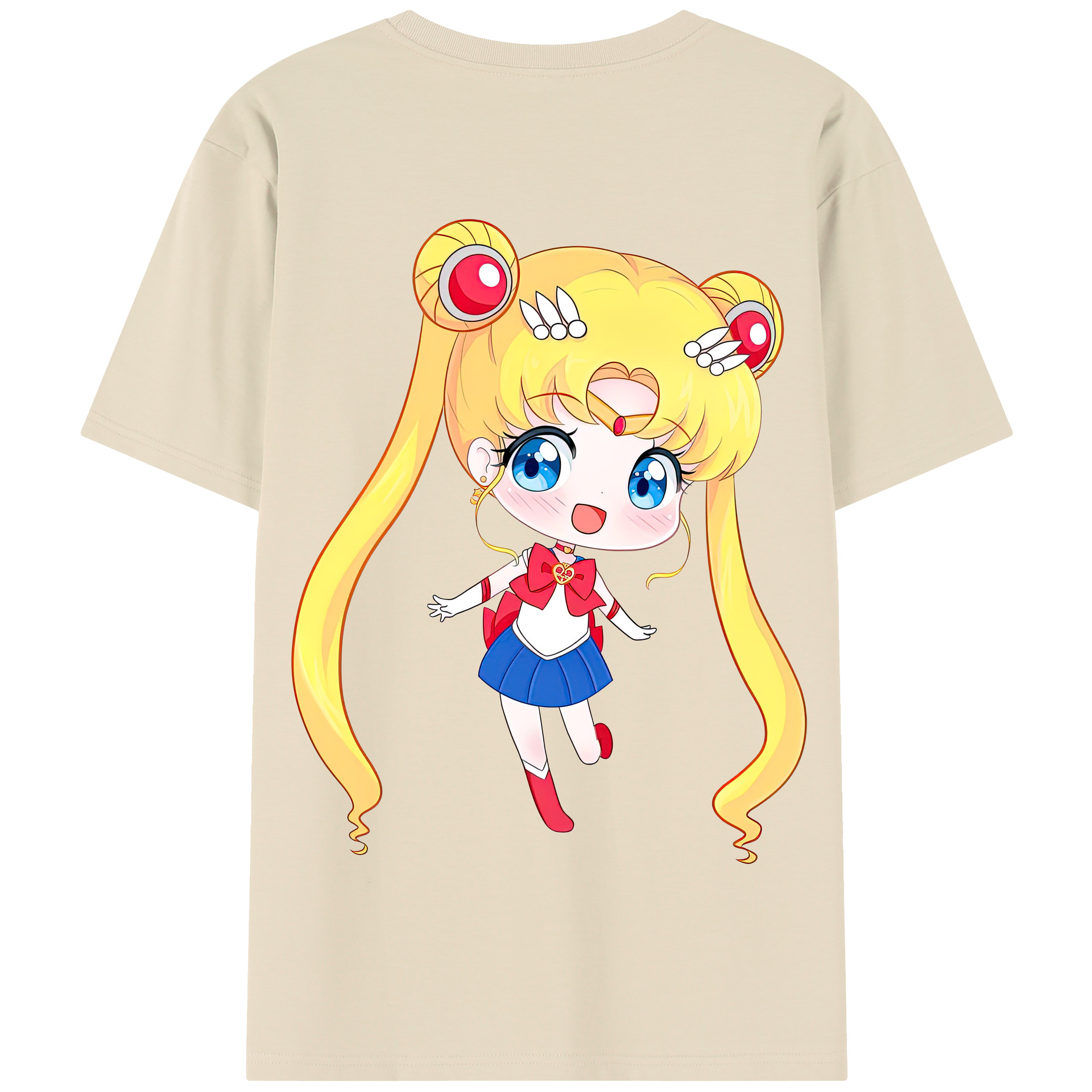 （画像用） 美少女戦士セーラームーン 月野 うさぎ つきの うさぎ Sailor Moon Tsukino Usagi 綿100％半袖Tシャツ（背面プリント）