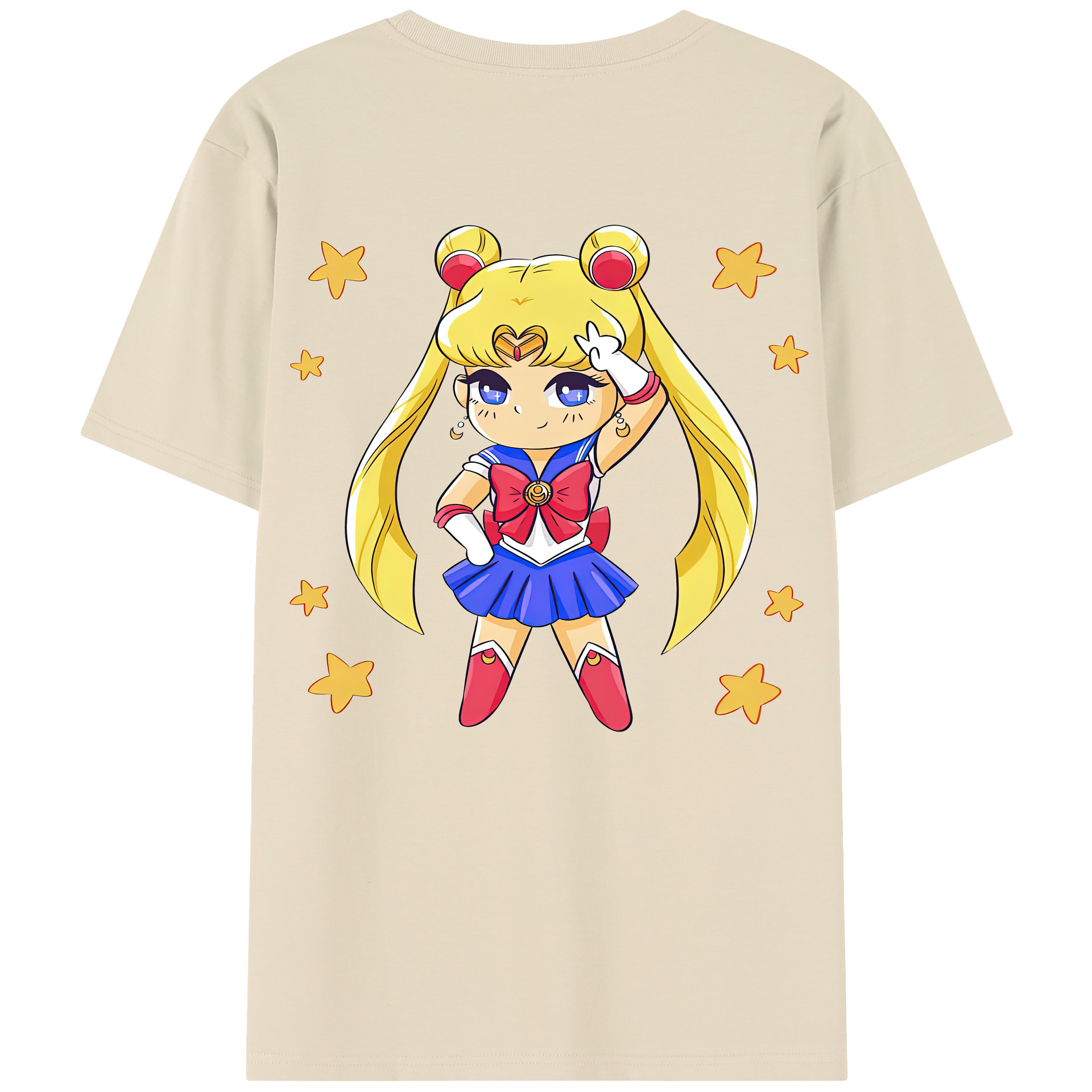 （画像用） 美少女戦士セーラームーン 月野 うさぎ つきの うさぎ Sailor Moon Tsukino Usagi 綿100％半袖Tシャツ（背面プリント）