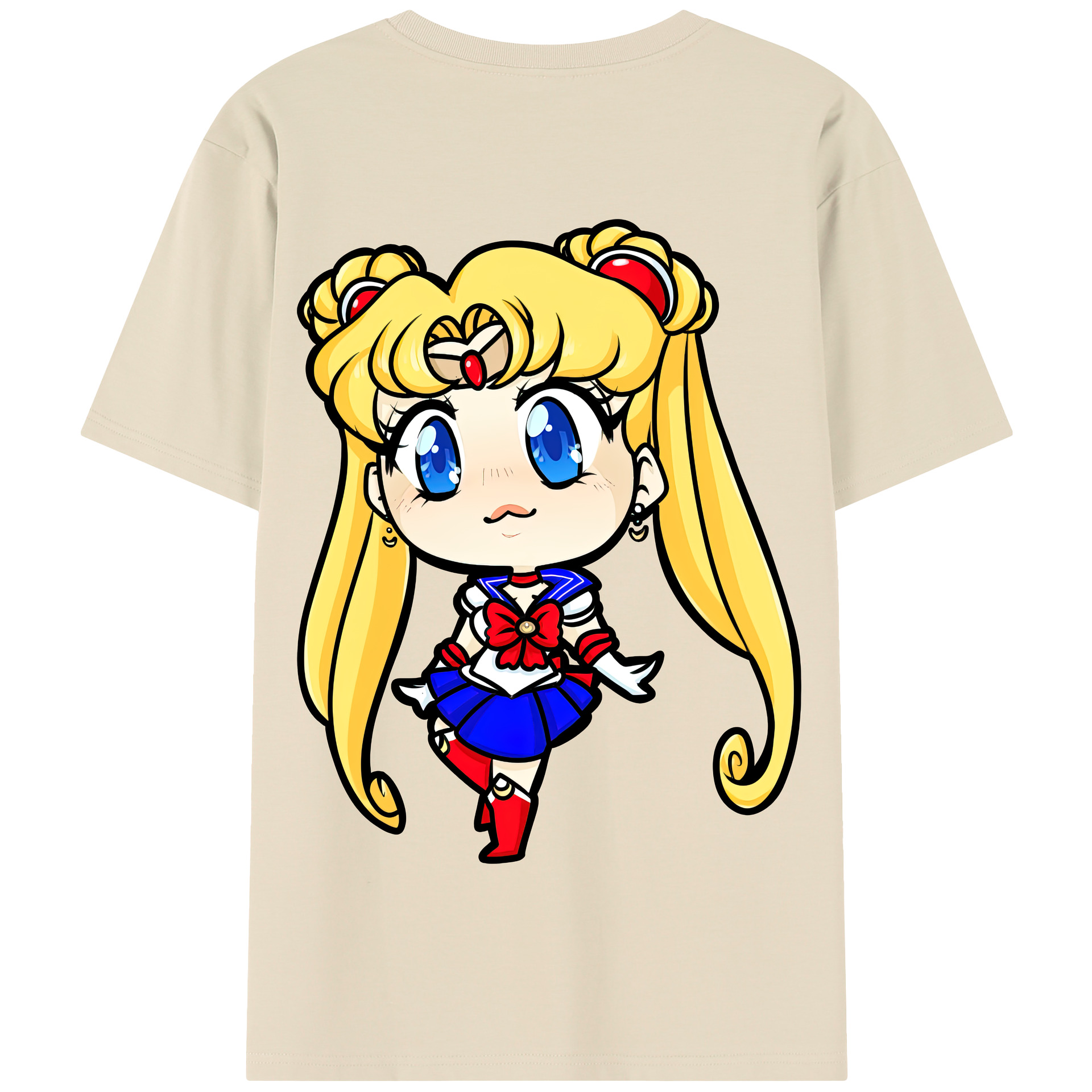 （画像用） 美少女戦士セーラームーン 月野 うさぎ つきの うさぎ Sailor Moon Tsukino Usagi 綿100％半袖Tシャツ（背面プリント）