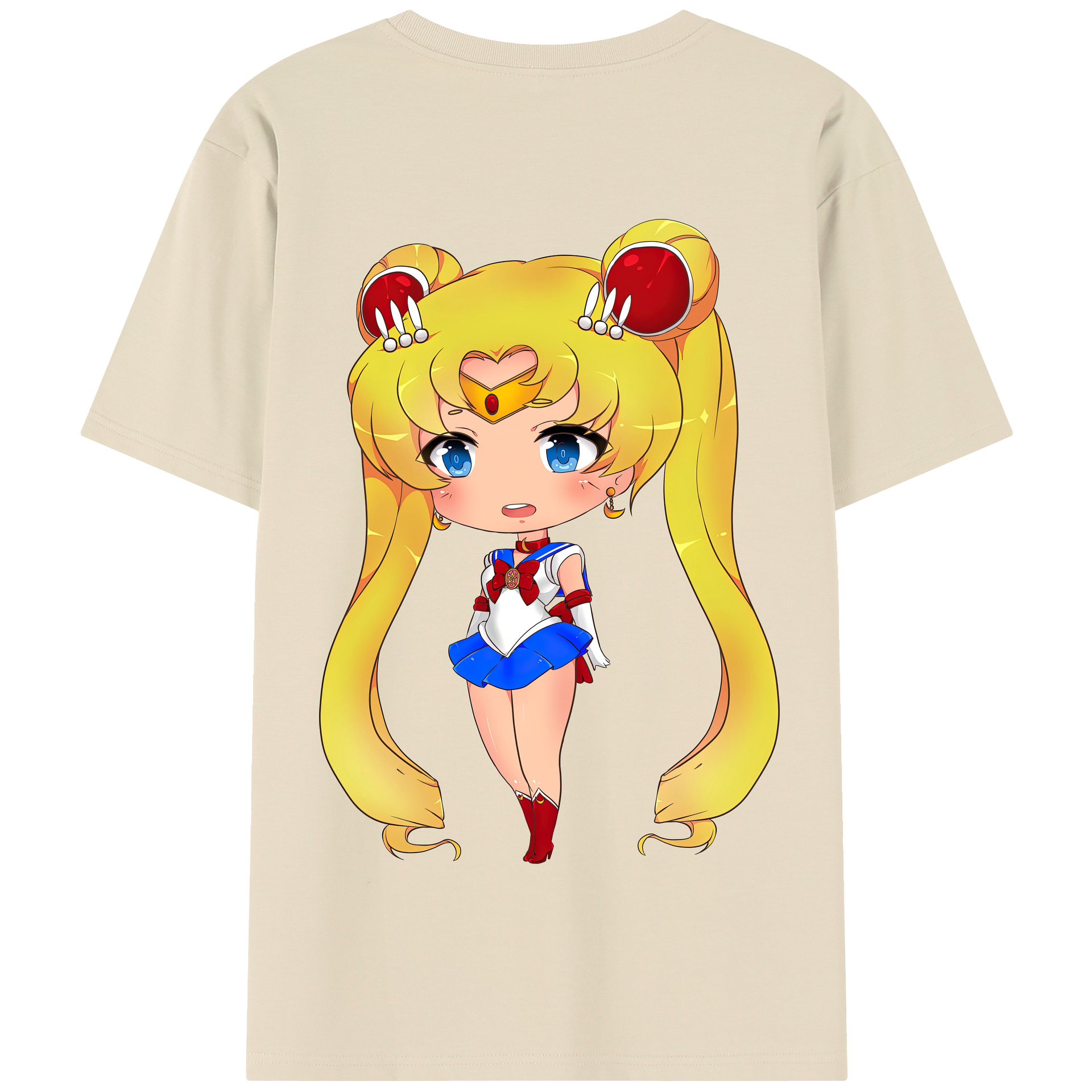 （画像用） 美少女戦士セーラームーン 月野 うさぎ つきの うさぎ Sailor Moon Tsukino Usagi 綿100％半袖Tシャツ（背面プリント）
