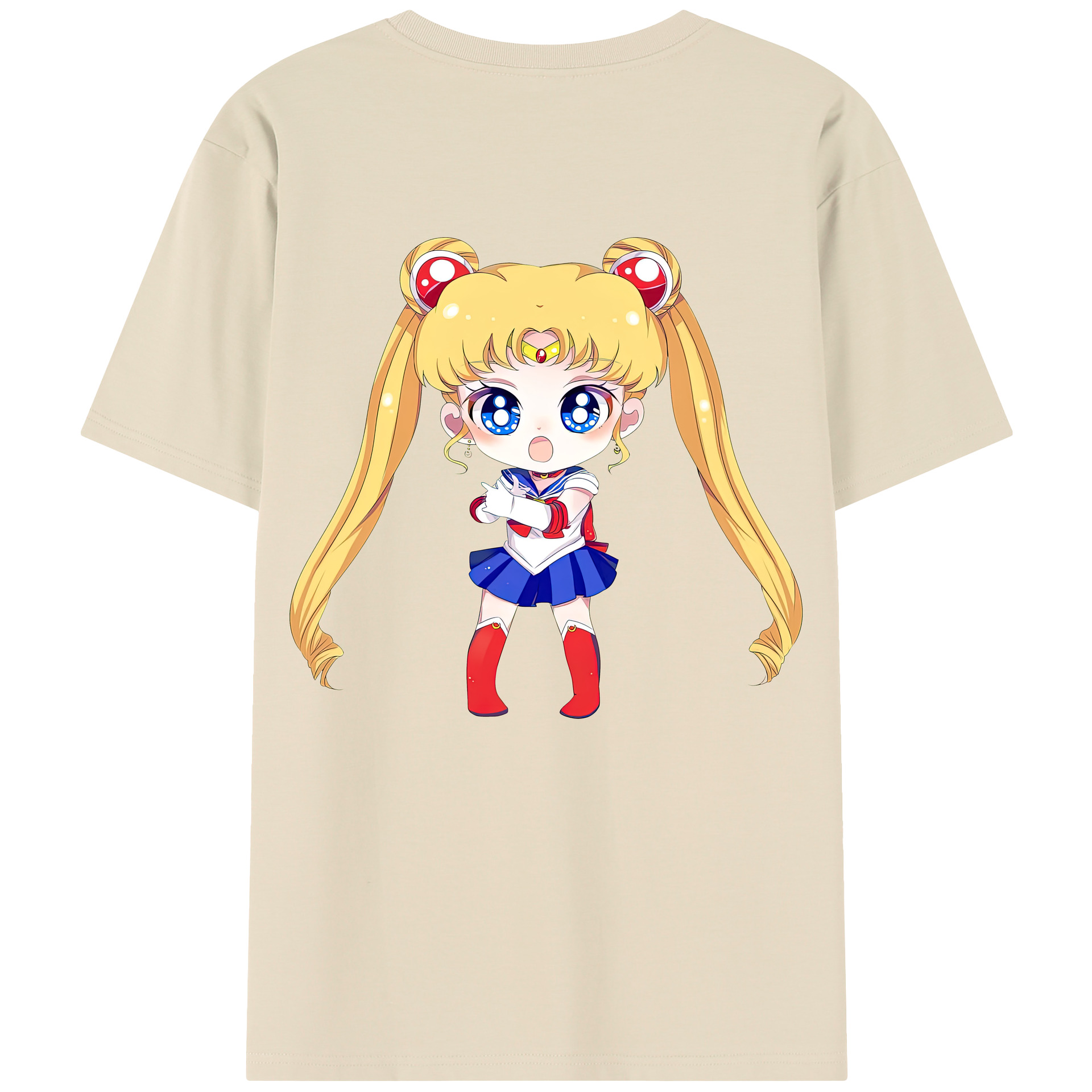 （画像用） 美少女戦士セーラームーン 月野 うさぎ つきの うさぎ Sailor Moon Tsukino Usagi 綿100％半袖Tシャツ（背面プリント）