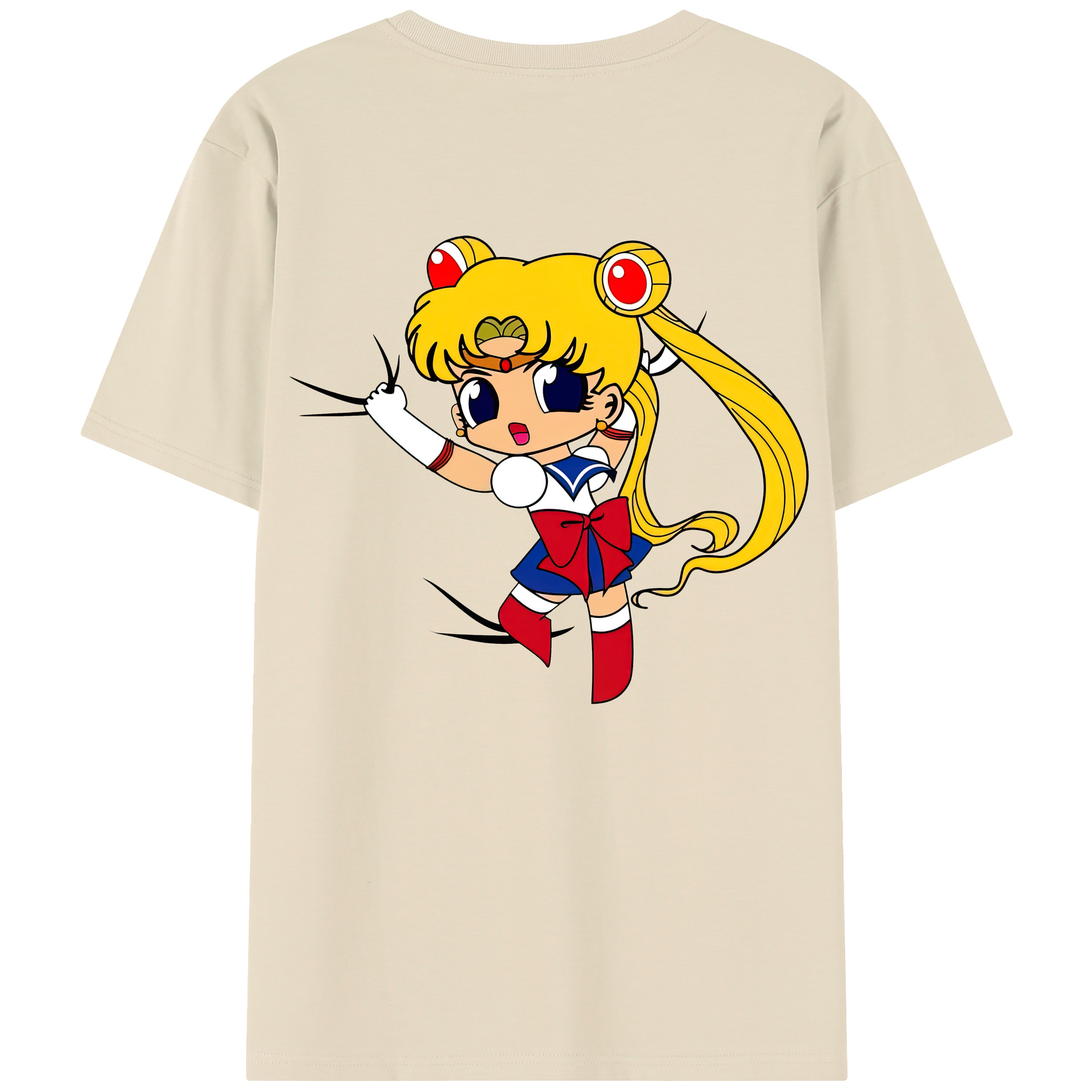 （画像用） 美少女戦士セーラームーン 月野 うさぎ つきの うさぎ Sailor Moon Tsukino Usagi 綿100％半袖Tシャツ（背面プリント）