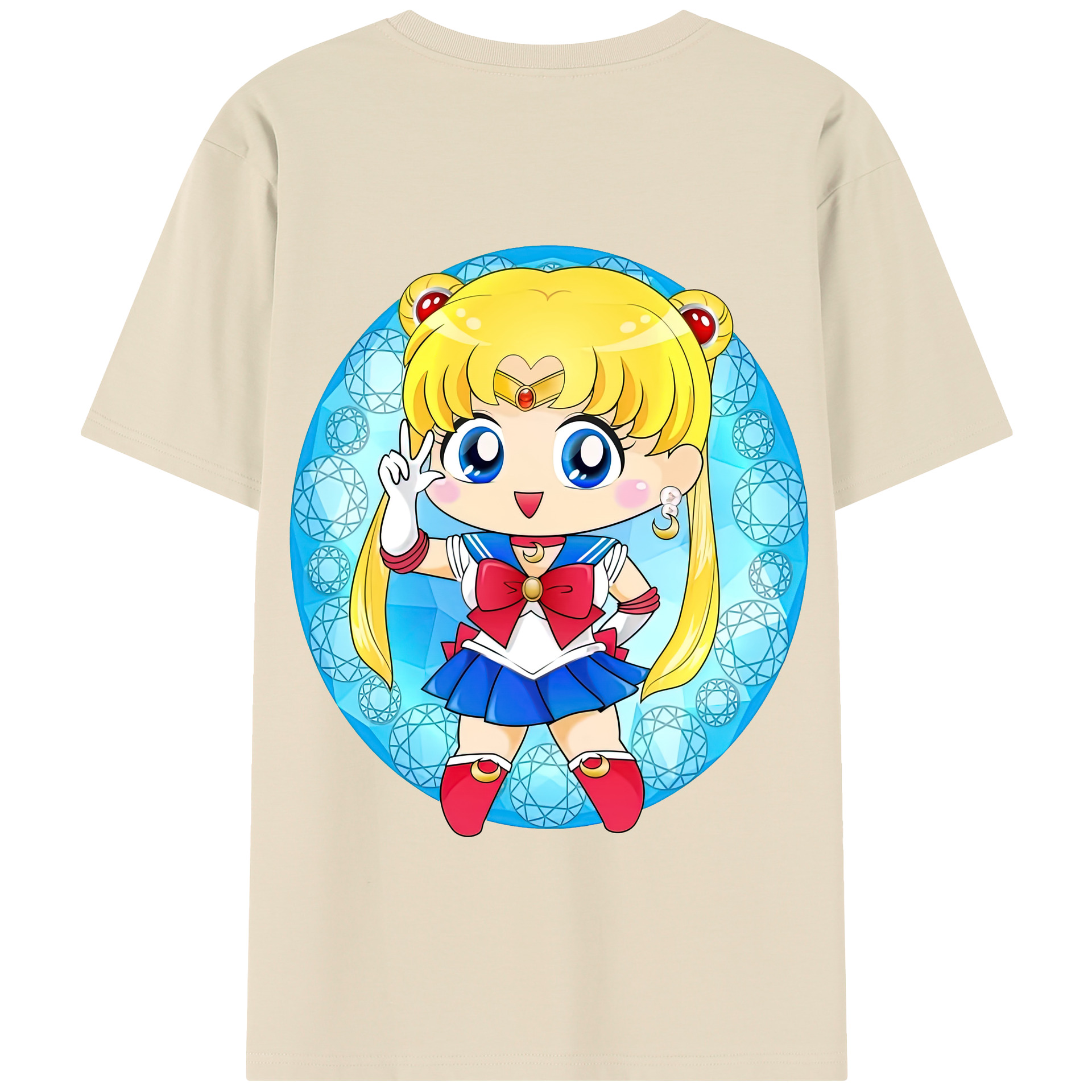 （画像用） 美少女戦士セーラームーン 月野 うさぎ つきの うさぎ Sailor Moon Tsukino Usagi 綿100％半袖Tシャツ（背面プリント）