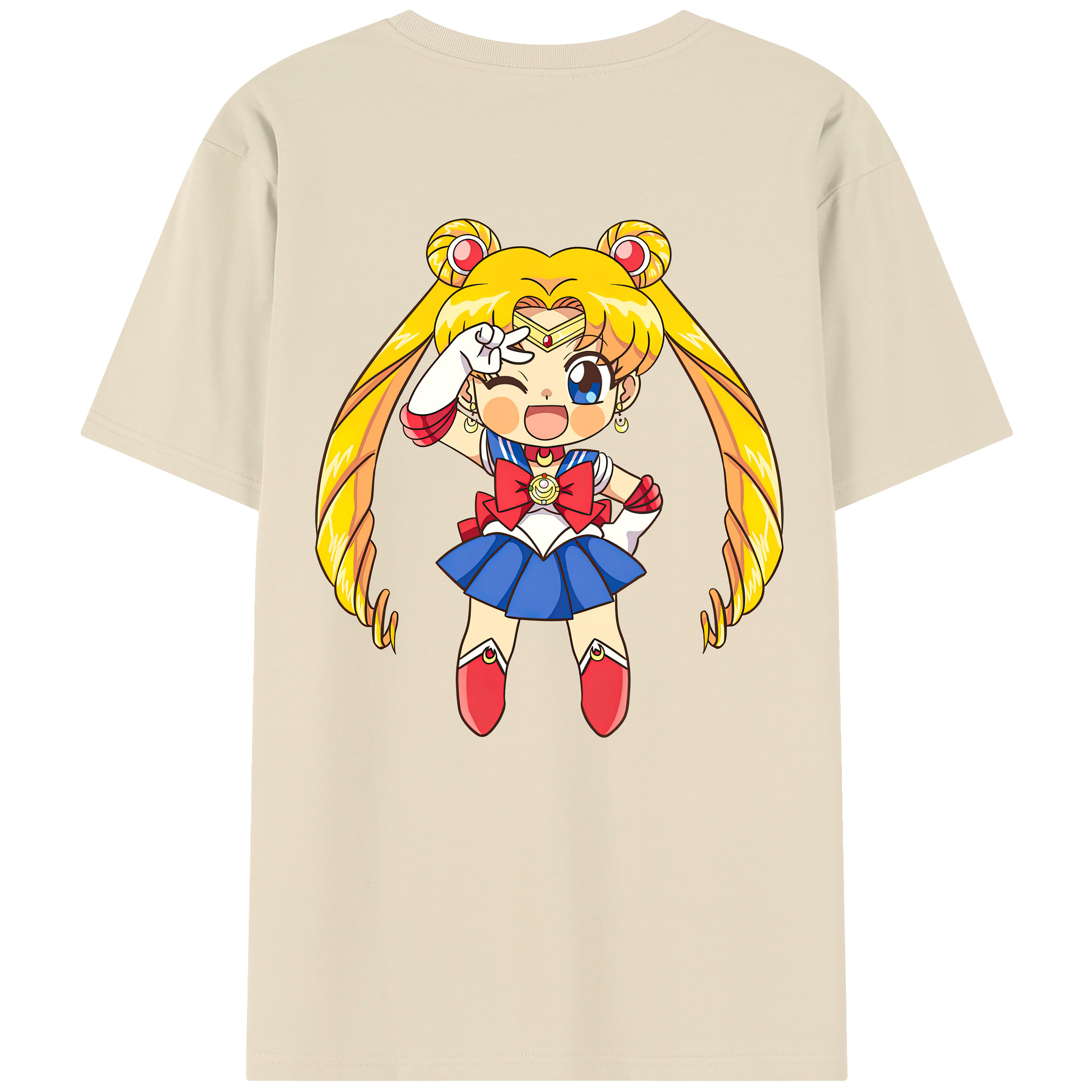 （画像用） 美少女戦士セーラームーン 月野 うさぎ つきの うさぎ Sailor Moon Tsukino Usagi 綿100％半袖Tシャツ（背面プリント）