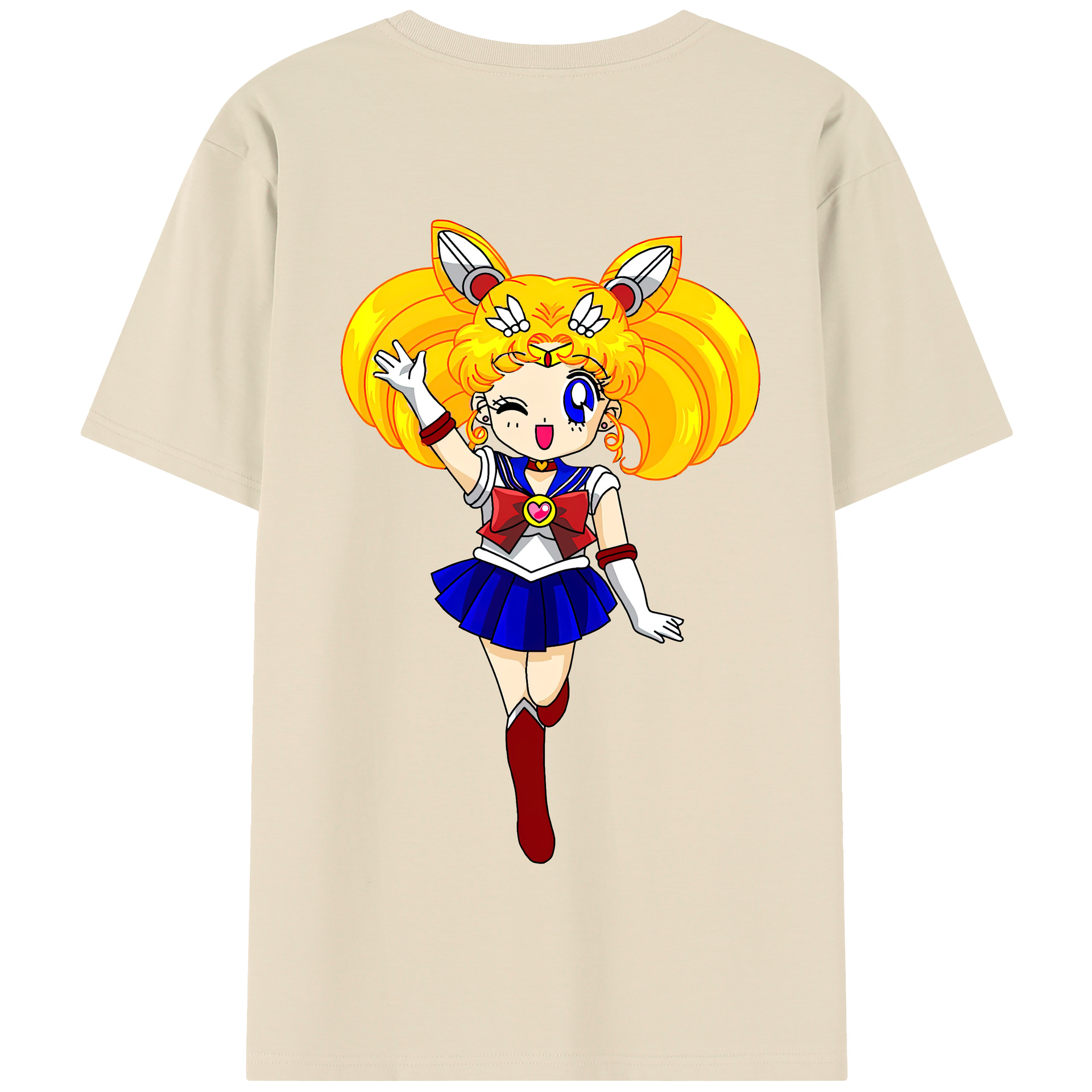 （画像用） 美少女戦士セーラームーン 月野 うさぎ つきの うさぎ Sailor Moon Tsukino Usagi 綿100％半袖Tシャツ（背面プリント）