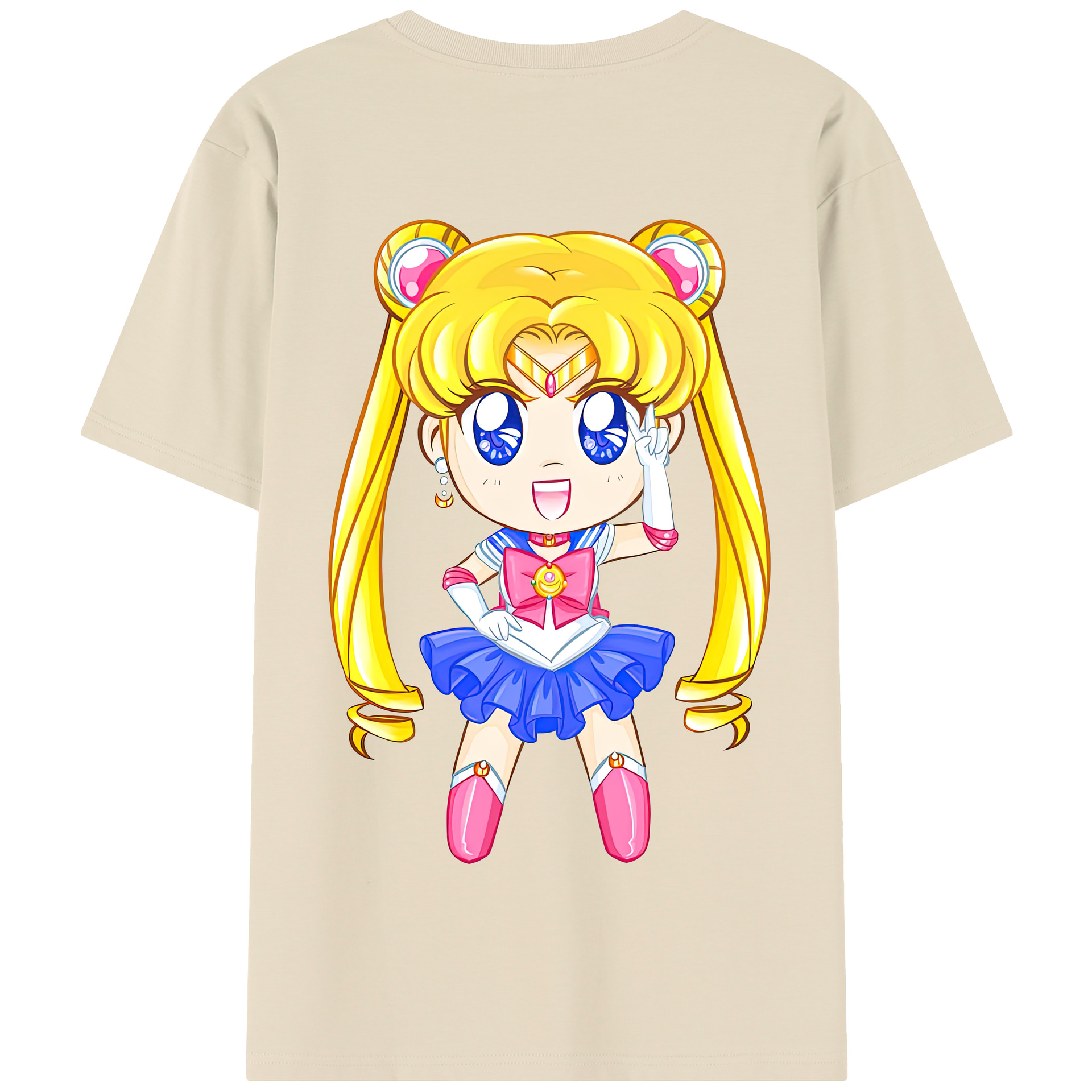 （画像用） 美少女戦士セーラームーン 月野 うさぎ つきの うさぎ Sailor Moon Tsukino Usagi 綿100％半袖Tシャツ（背面プリント）
