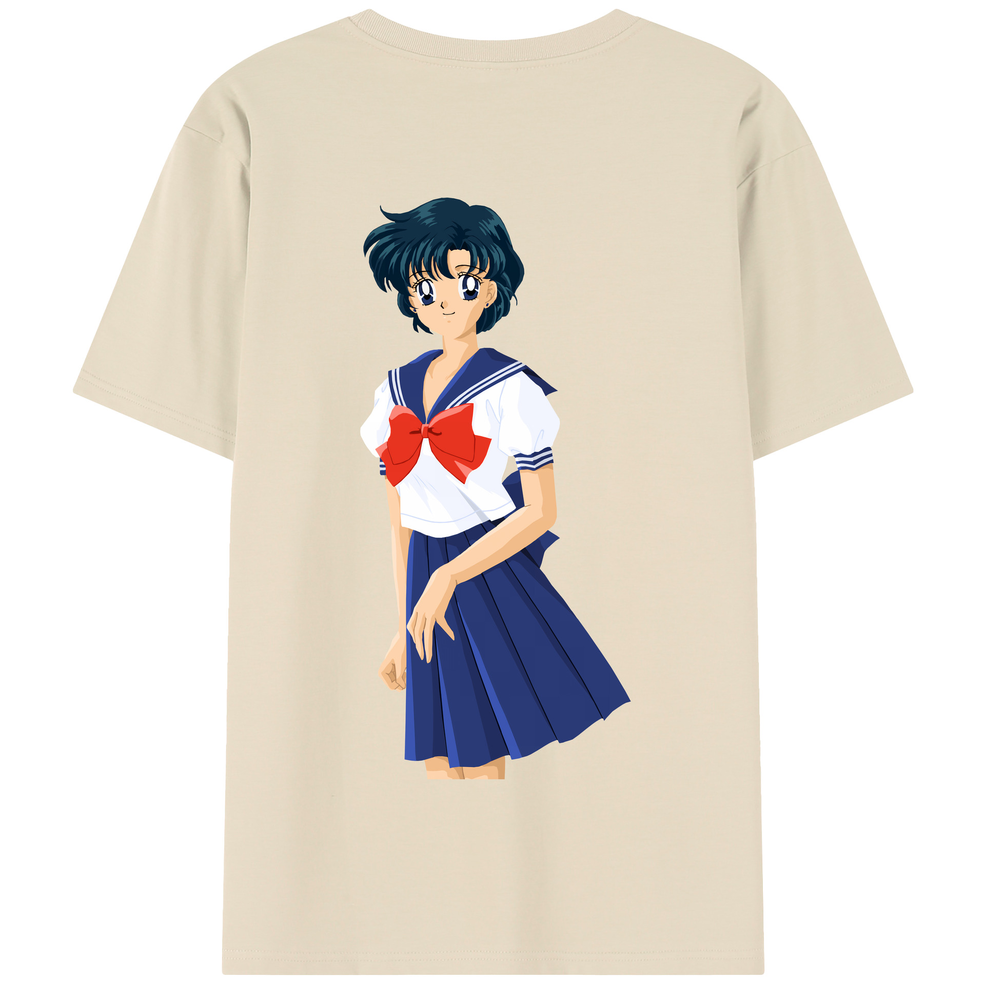 （画像用） 美少女戦士セーラームーン 水野 亜美 みずの あみ Sailor Moon Mizuno Ami 綿100％半袖Tシャツ（背面プリント）