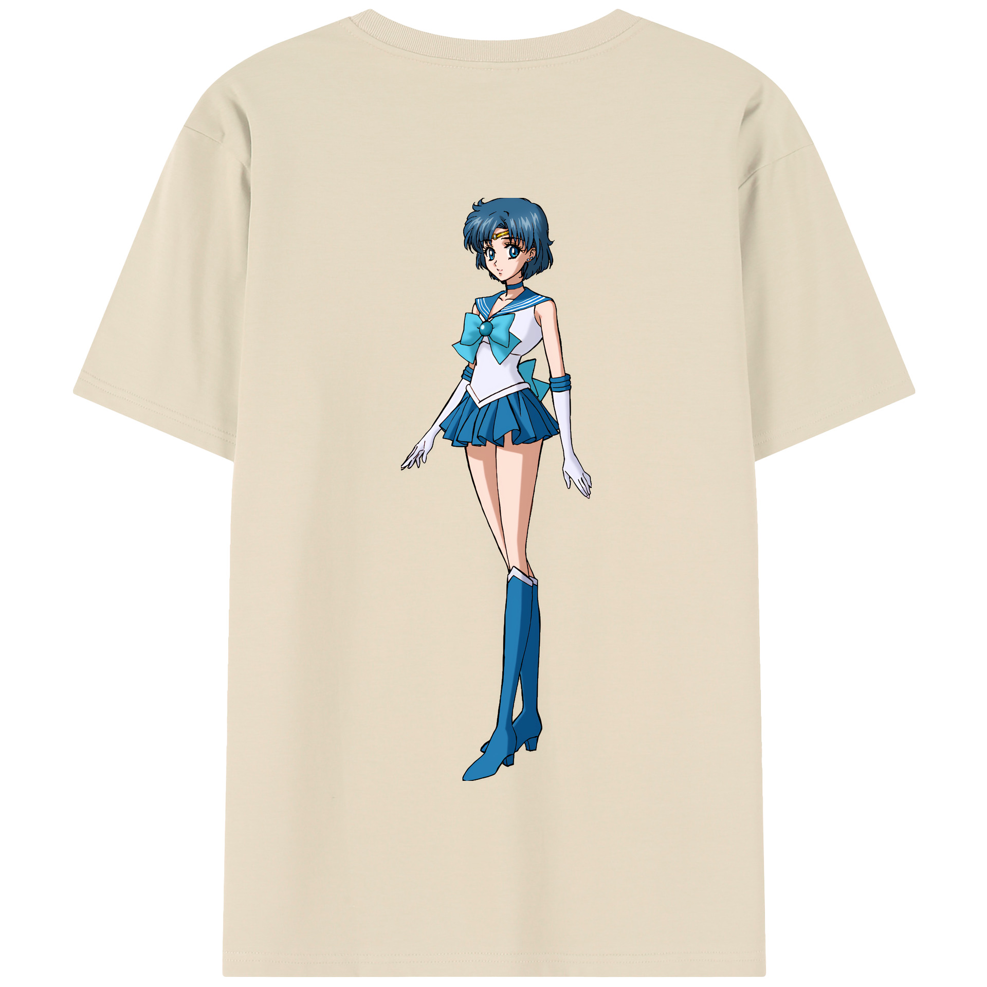 （画像用） 美少女戦士セーラームーン 水野 亜美 みずの あみ Sailor Moon Mizuno Ami 綿100％半袖Tシャツ（背面プリント）