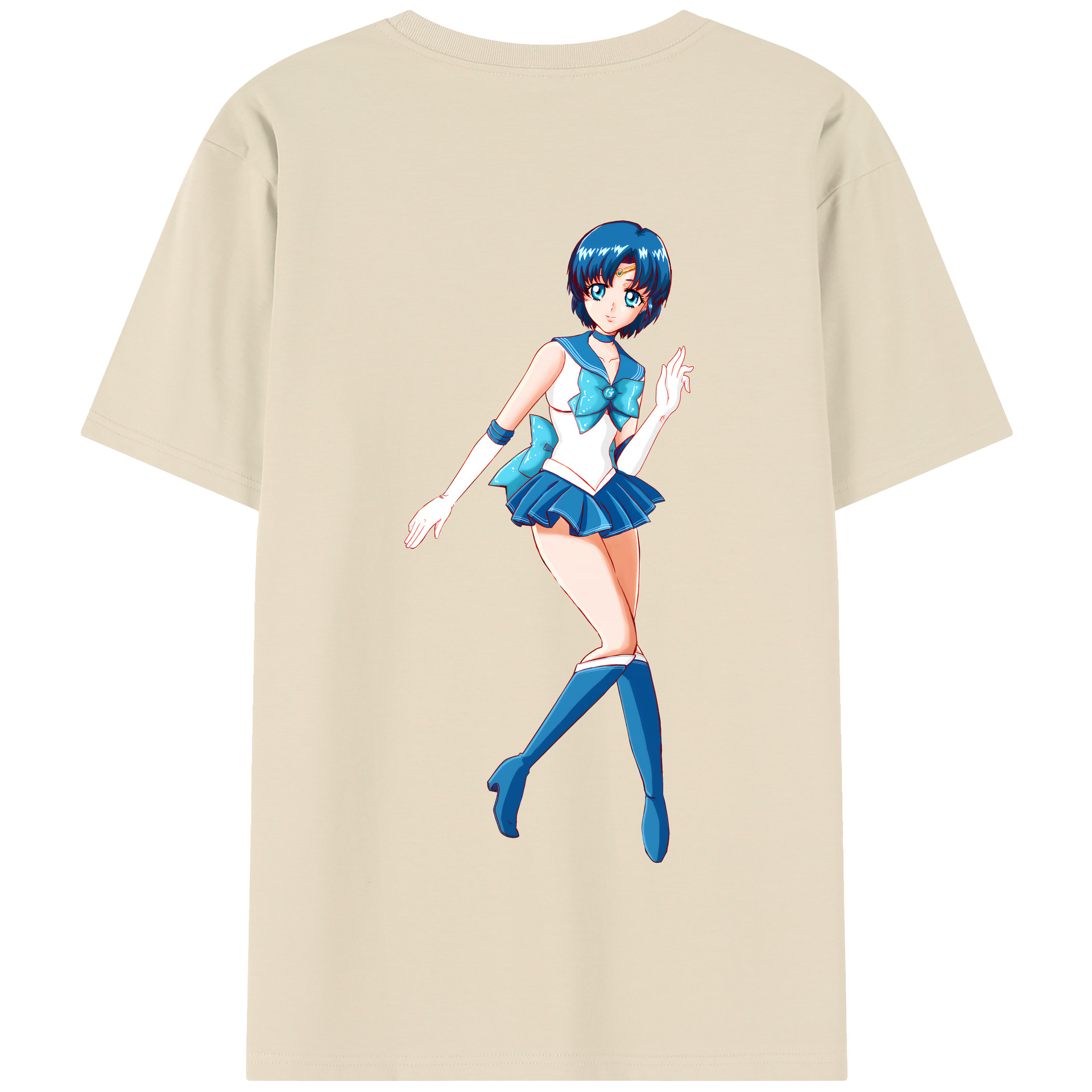 （画像用） 美少女戦士セーラームーン 水野 亜美 みずの あみ Sailor Moon Mizuno Ami 綿100％半袖Tシャツ（背面プリント）