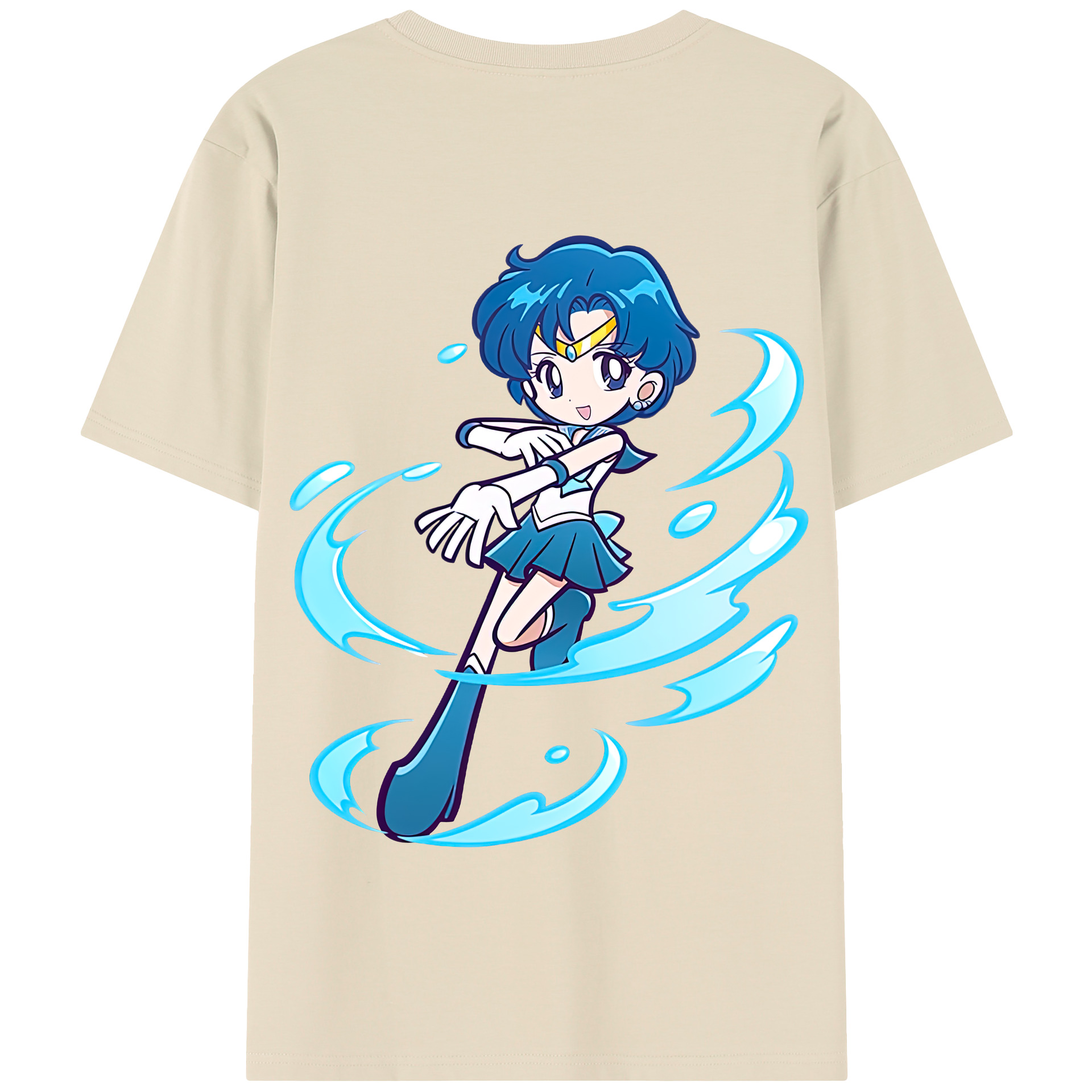 （画像用） 美少女戦士セーラームーン 水野 亜美 みずの あみ Sailor Moon Mizuno Ami 綿100％半袖Tシャツ（背面プリント）