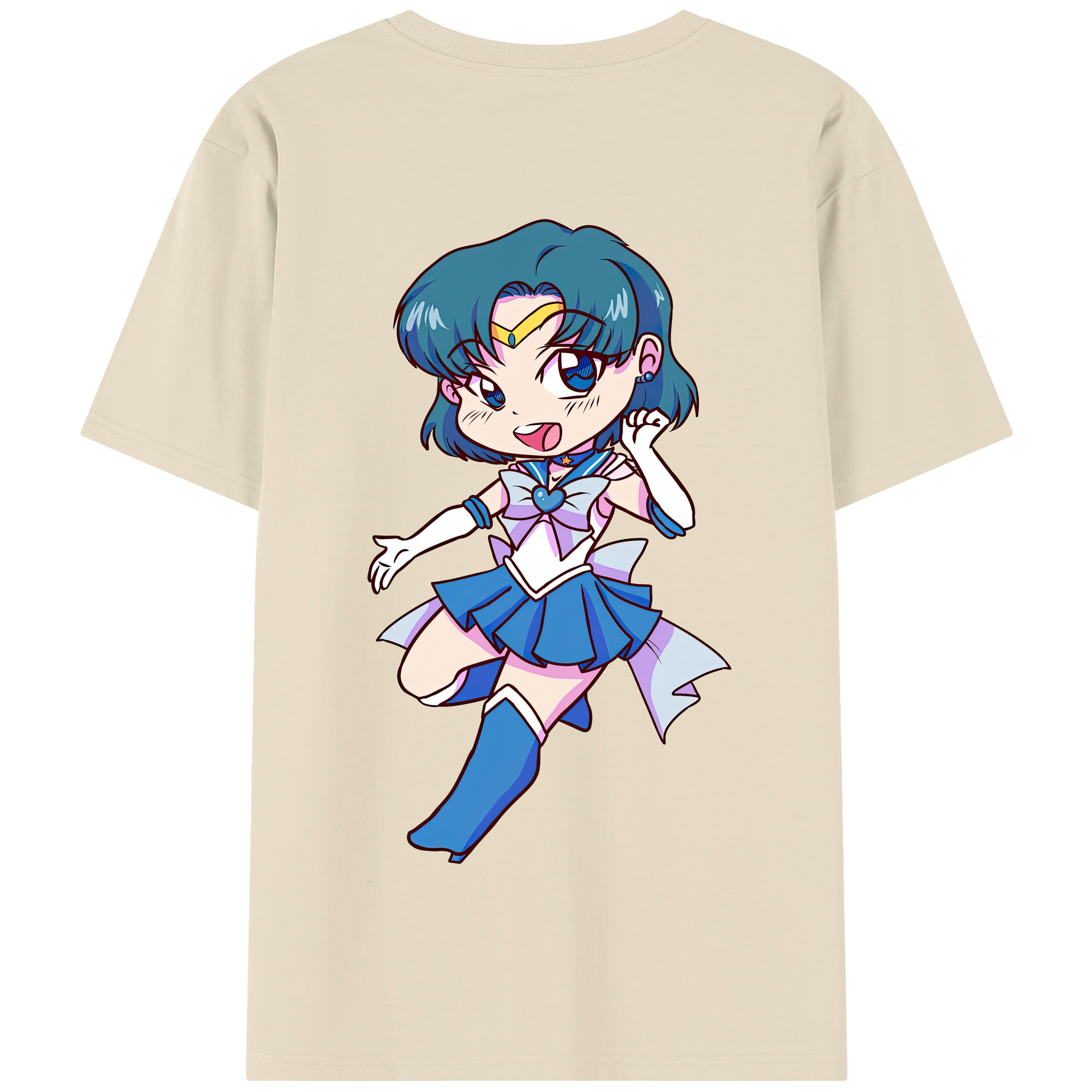 （画像用） 美少女戦士セーラームーン 水野 亜美 みずの あみ Sailor Moon Mizuno Ami 綿100％半袖Tシャツ（背面プリント）
