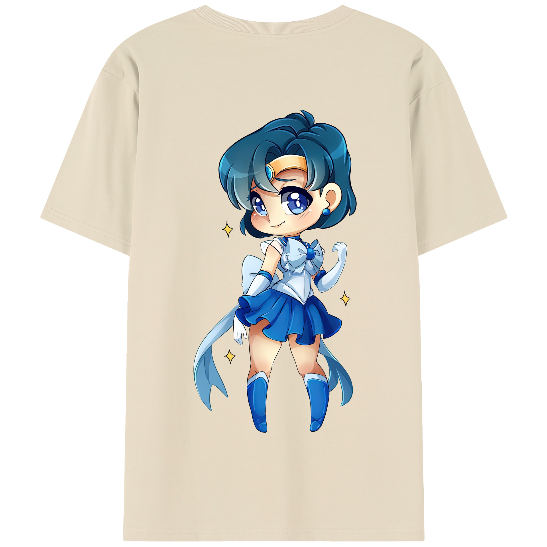 （画像用） 美少女戦士セーラームーン 水野 亜美 みずの あみ Sailor Moon Mizuno Ami 綿100％半袖Tシャツ（背面プリント）