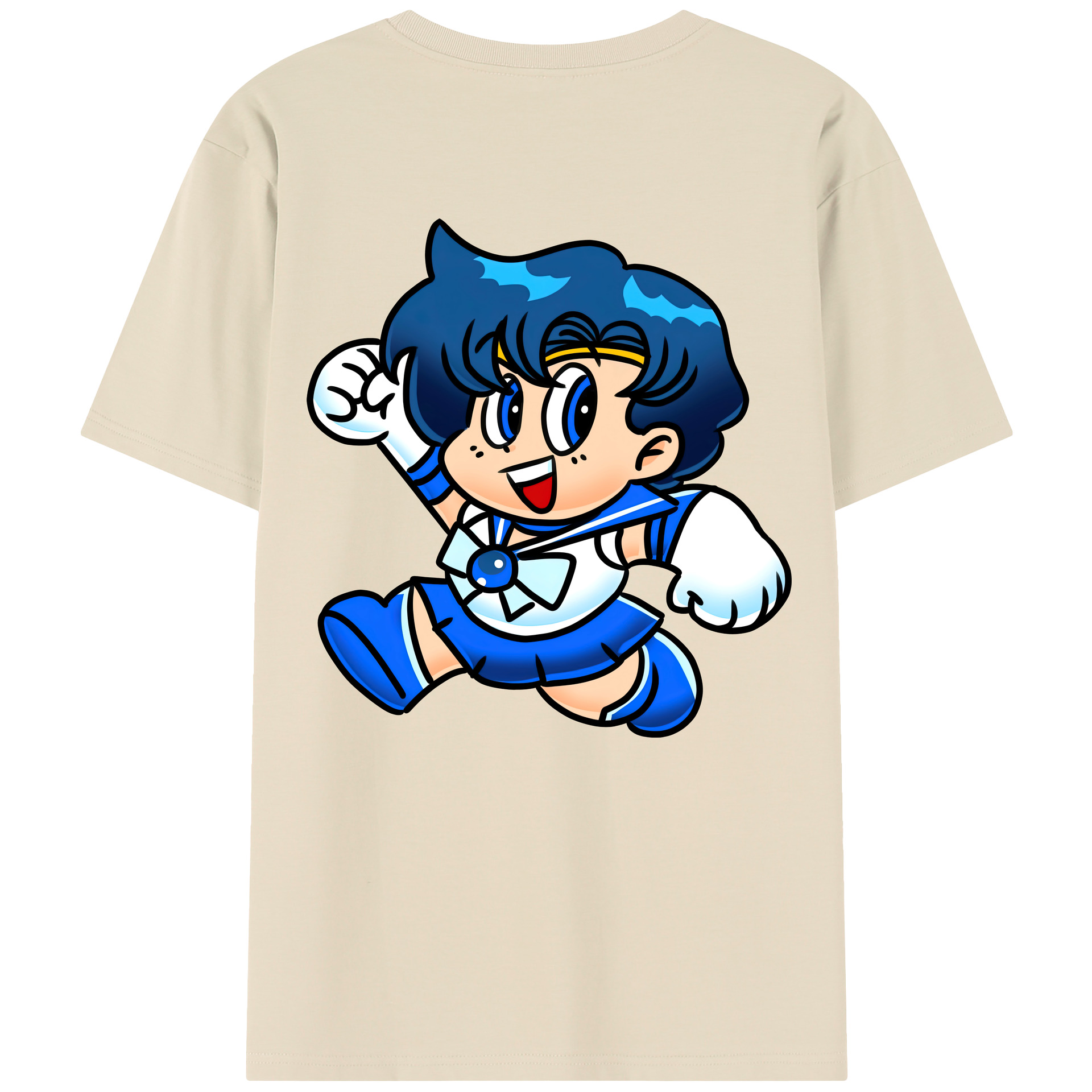 （画像用） 美少女戦士セーラームーン 水野 亜美 みずの あみ Sailor Moon Mizuno Ami 綿100％半袖Tシャツ（背面プリント）